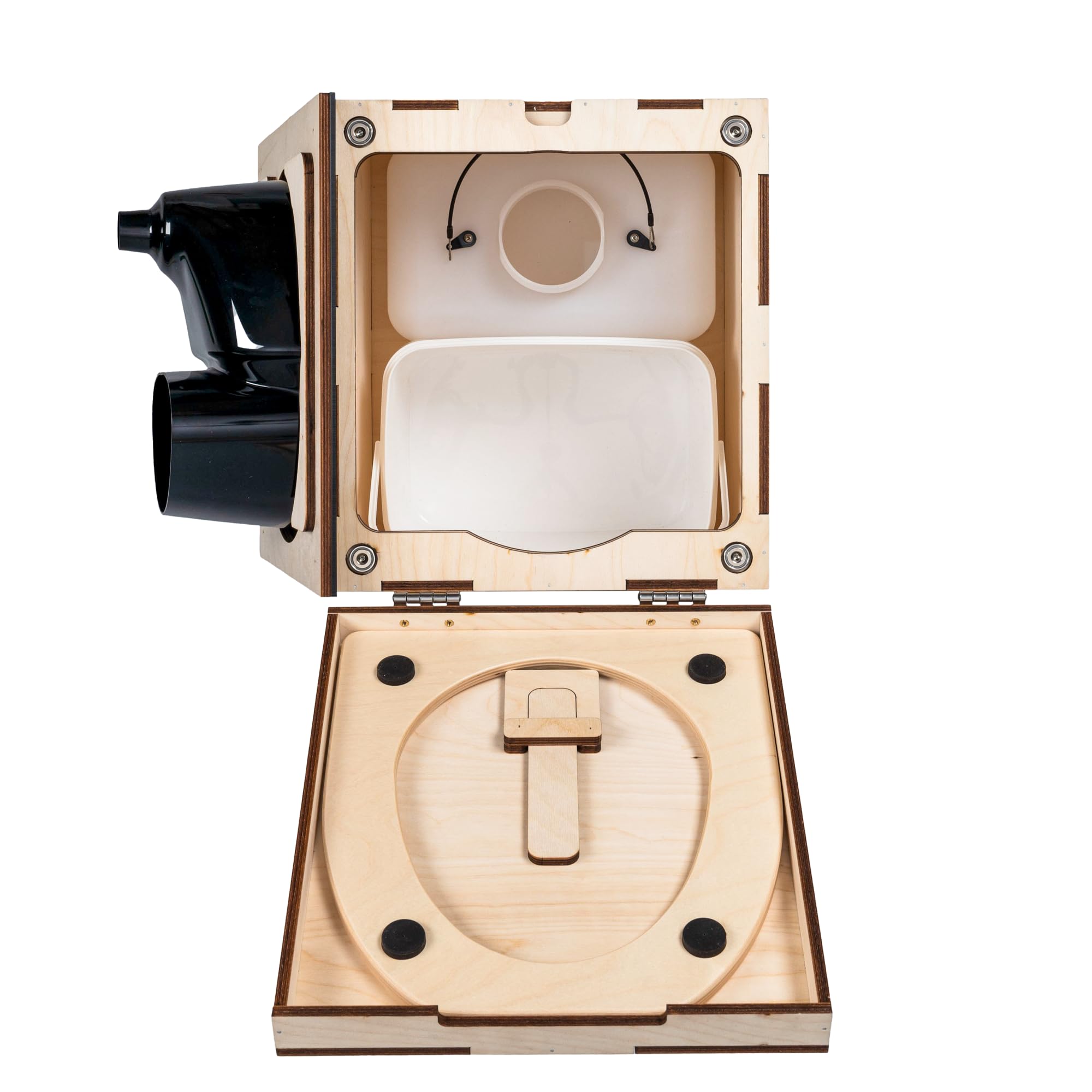 Kildwick MiniLoo Bausatz Trockentrenntoilette schwarz - Kompakte Campingtoilette für Camper, Tiny House, Garten, Boot, 9,5L Kanister, Magnetklobrille, Holzgehäuse, DIY-Komposttoilette