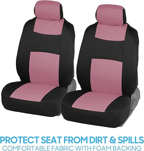 Miniatura 3 de BDK PolyPro - Juego completo de fundas de asiento de automóvil en rosa sobre negro, fundas de asiento dividido delantero y trasero para automóviles,