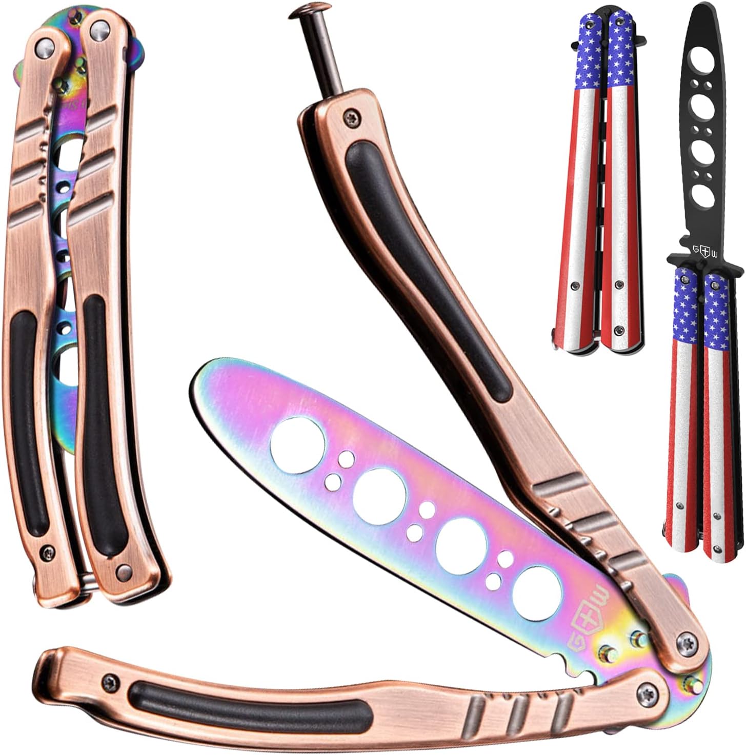 Bundle of 2 Items Butterfly Knife Trainer American Patriot Balisong Practice