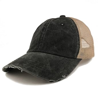 Trendy Apparel Shop Pigment Dyed Front Mesh Back Frayed Bill Trucker Cap