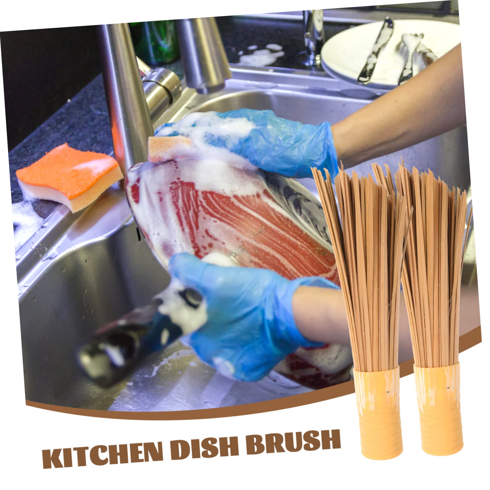 3piezas Cepillo De Bambú para Fregar Platos Diseño Elegante Limpiar Ollas Accesorios para Cocina