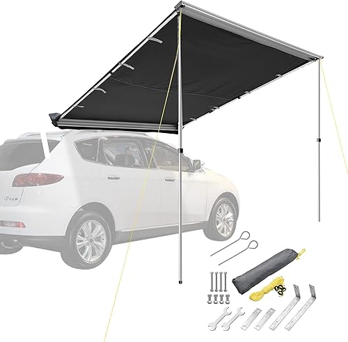 Yescom - Toldo abatible para el techo y costado del auto, parasol PU2000mm con UV50+ para camioneta, acampar y viajar