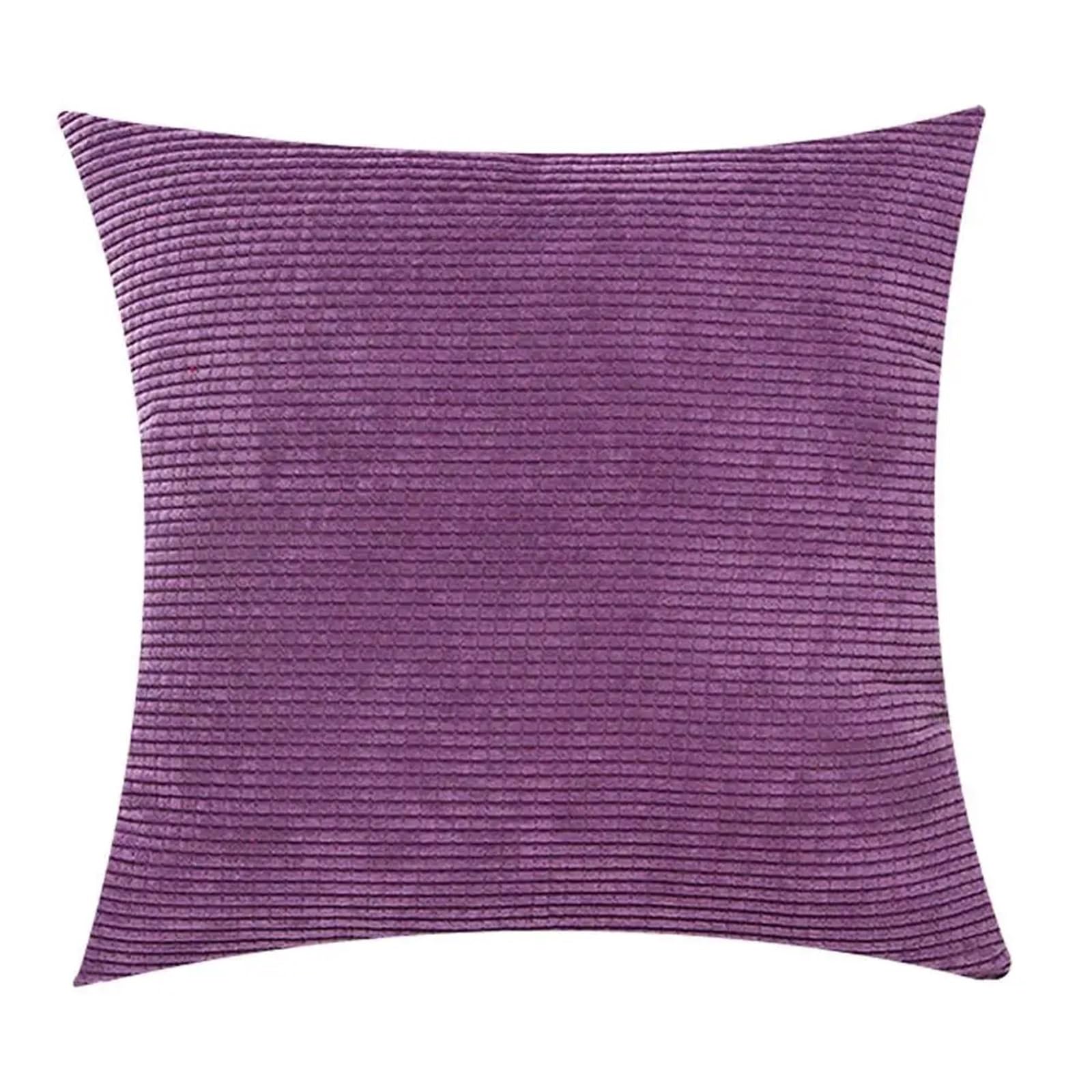BFLCWSTD Cushion Covers Corner Cushion Covers Throw Pillow Couch Sofa Bed Comfortable Supersoft Corduroy Corn Striped Both Sides(Purple)