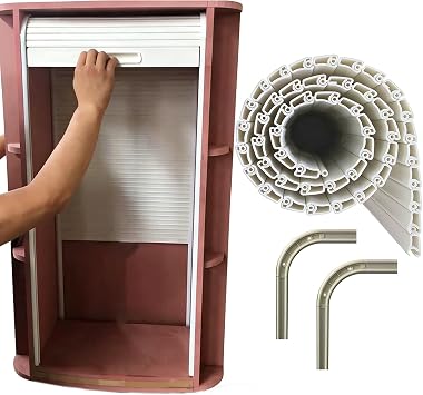 LXLZYXSF Kitchen Cabinet Tambour Door Kit, Roll Up Wardrobe Doors Retractable Pull-Down Sliding Folding Door for Pantry Office CupboardsWhite,51x51cm20x20in