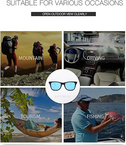 Miniatura 5 de Teumire Gafas de sol cuadradas polarizadas para hombres al aire libre, deportes, conducción, gafas de sol con protección UV, paquete de 2