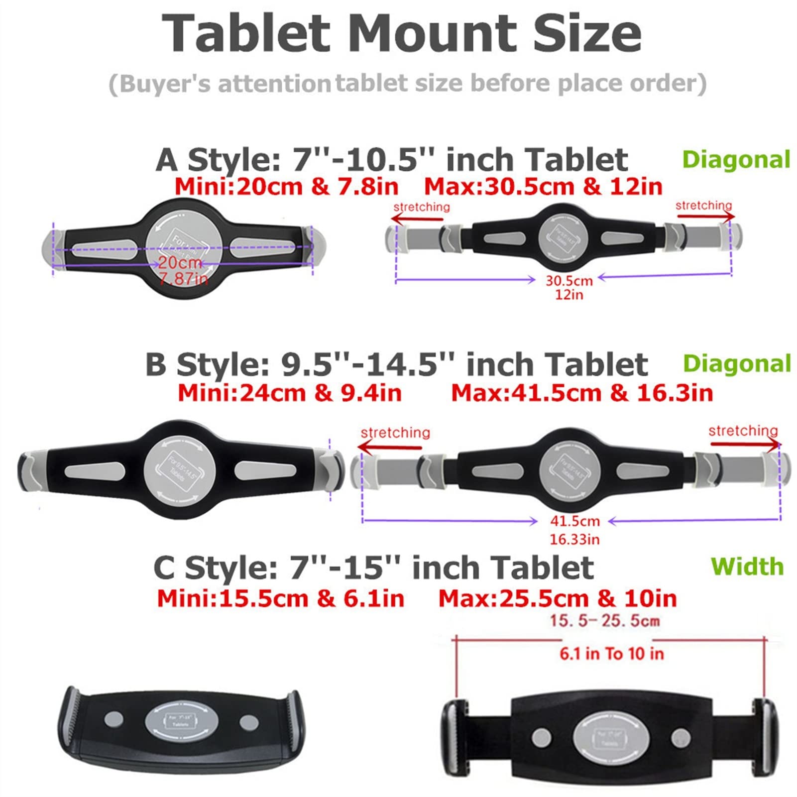Support Tablette Support de tablette debout au sol, support de trépied de tablette réglable en hauteur, support universel de tablette de tablette pliable for la plupart des smartphones et tablettes Su