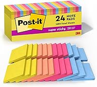 Vista 1 de Post-it Super Sticky Notes, 3-inch x 3-inch, Summer Joy Collection, 70 Sheet/Pad, 24 Pads/Pack (654-24SSJOY-CP)