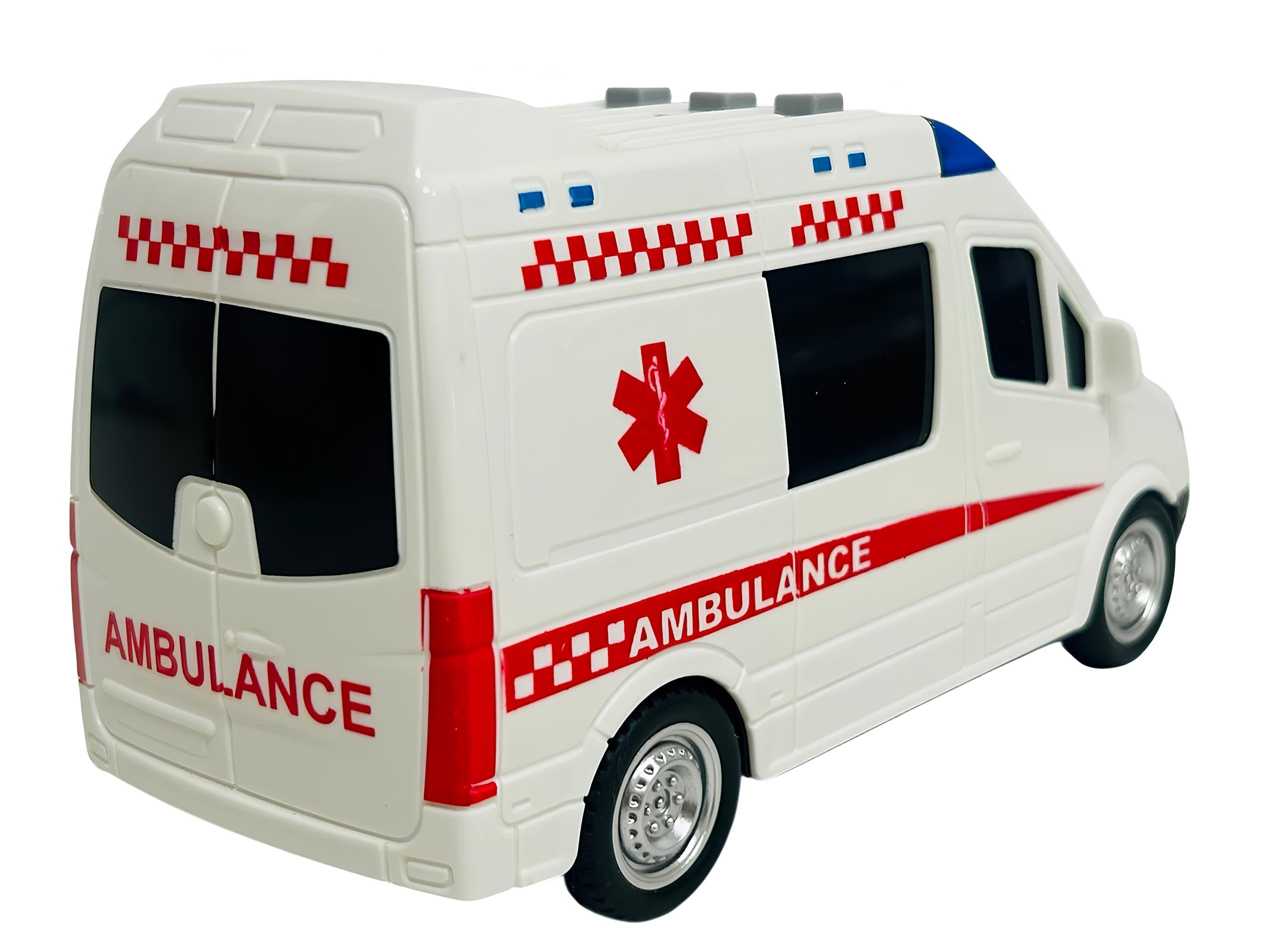 Ambulancia - Juguete con luces y sonidos reales, movimiento de embrague, ambulancia, grande, 18 cm, primeros auxilios con luces y sonidos, ambulancias para niños, con movimiento de embrague, sirenas