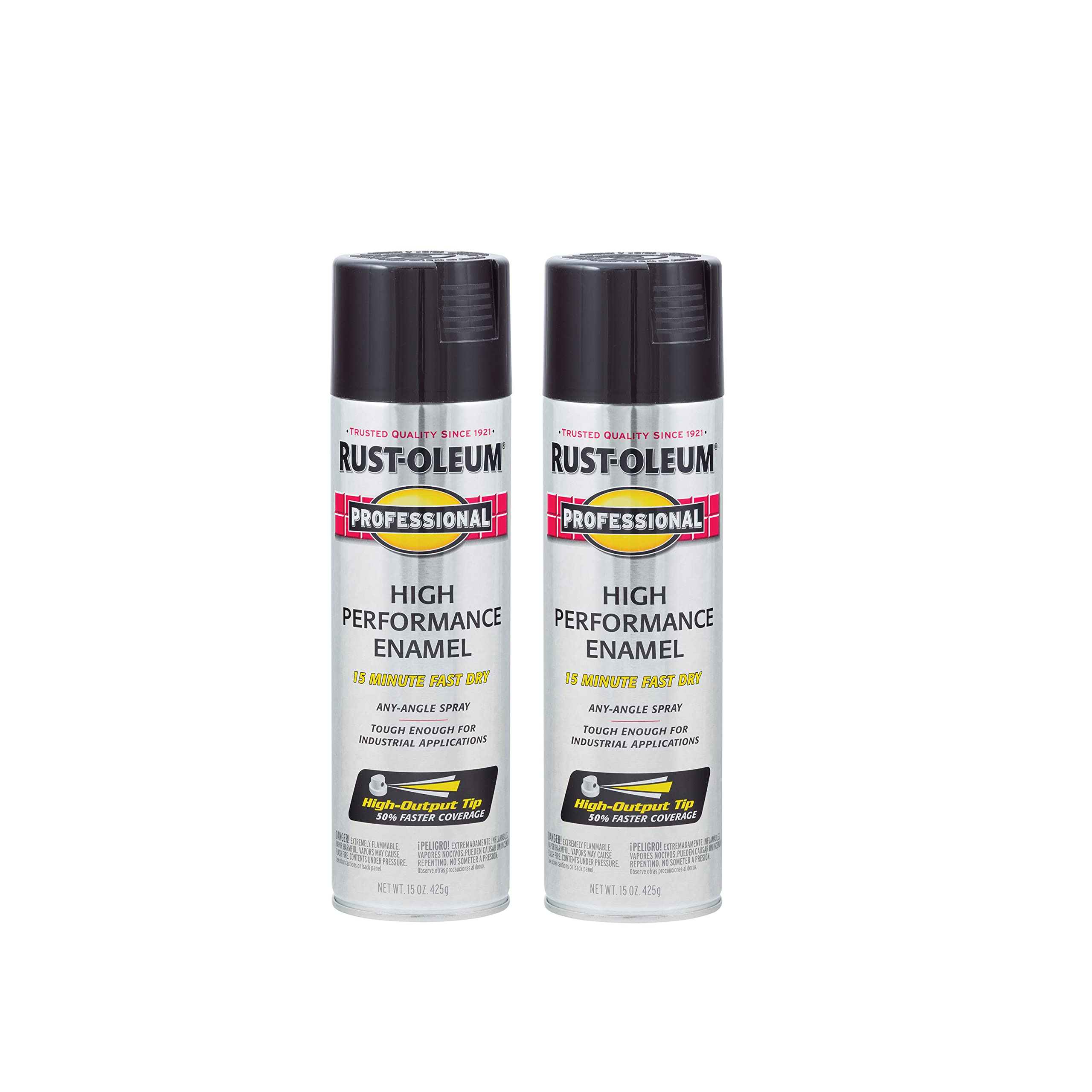 rust-oleum 7579838-2pk professional high performance enamel spray paint 15 oz gloss black 2 pack