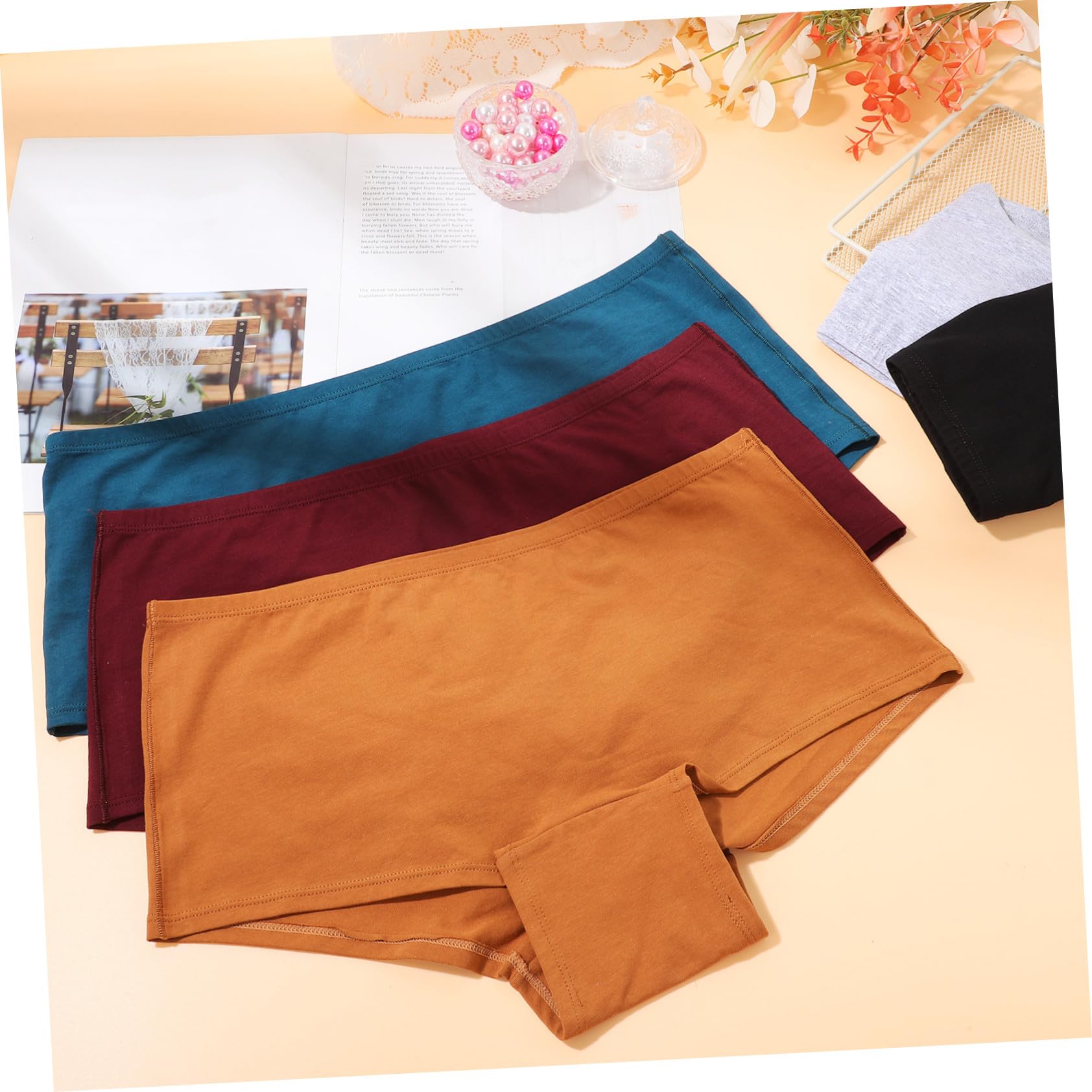 5piezas Bragas de Mujer de Algodón Talla XXL Cubrimiento Completo Calzoncillos Tipo Bóxer para Mujer