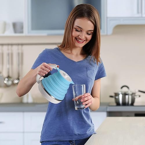 Miniatura 7 de Hervidor eléctrico plegable de viaje, hervidor eléctrico portátil de doble voltaje, hervidor eléctrico Collpasible, hervidor de té de silicona de