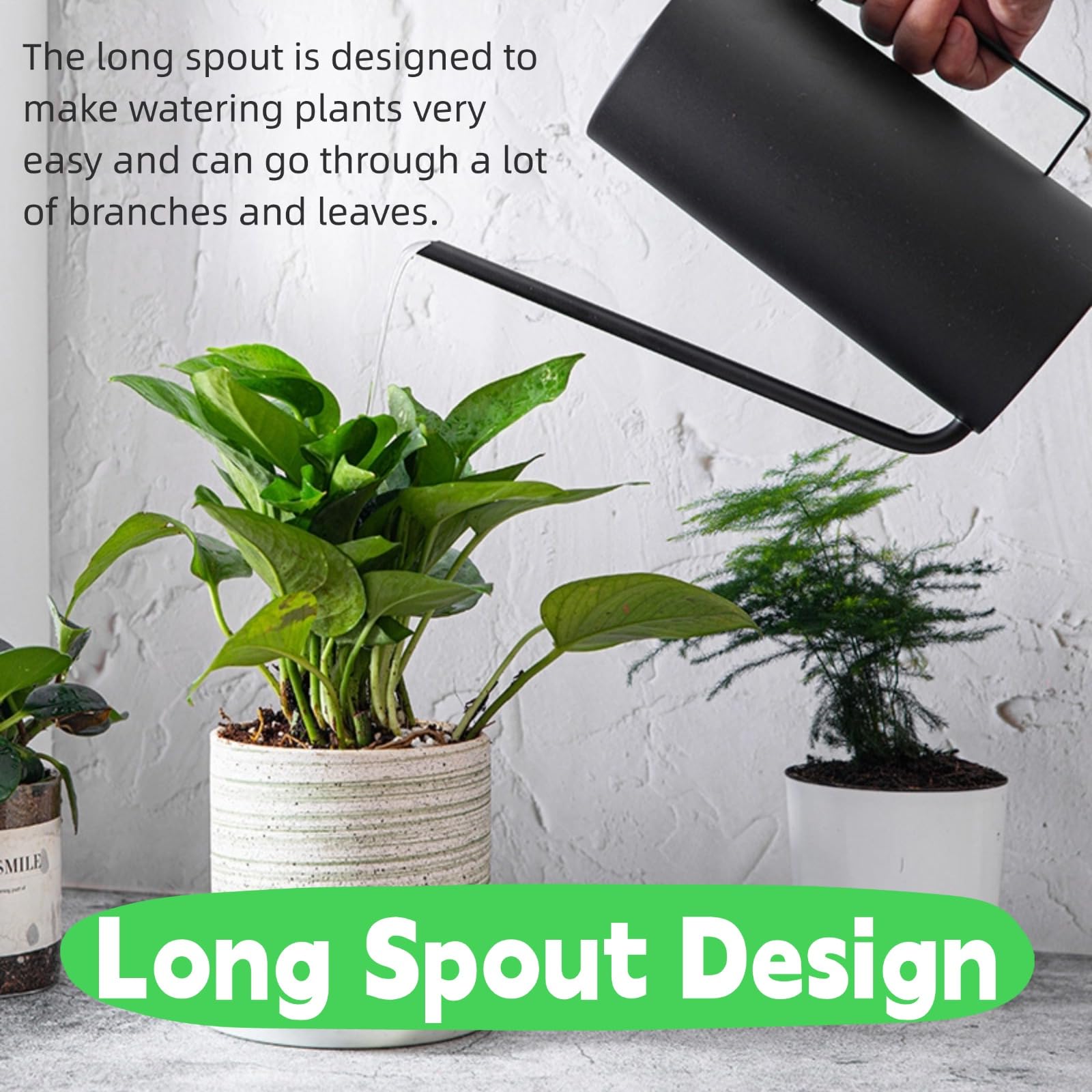 Annaffiatoio in Acciaio Inox a Becco Lungo Annaffiatoio con Manico Ergonomico Adatto per Giardini Interni da Esterno Innaffiare Piante 1. 5L