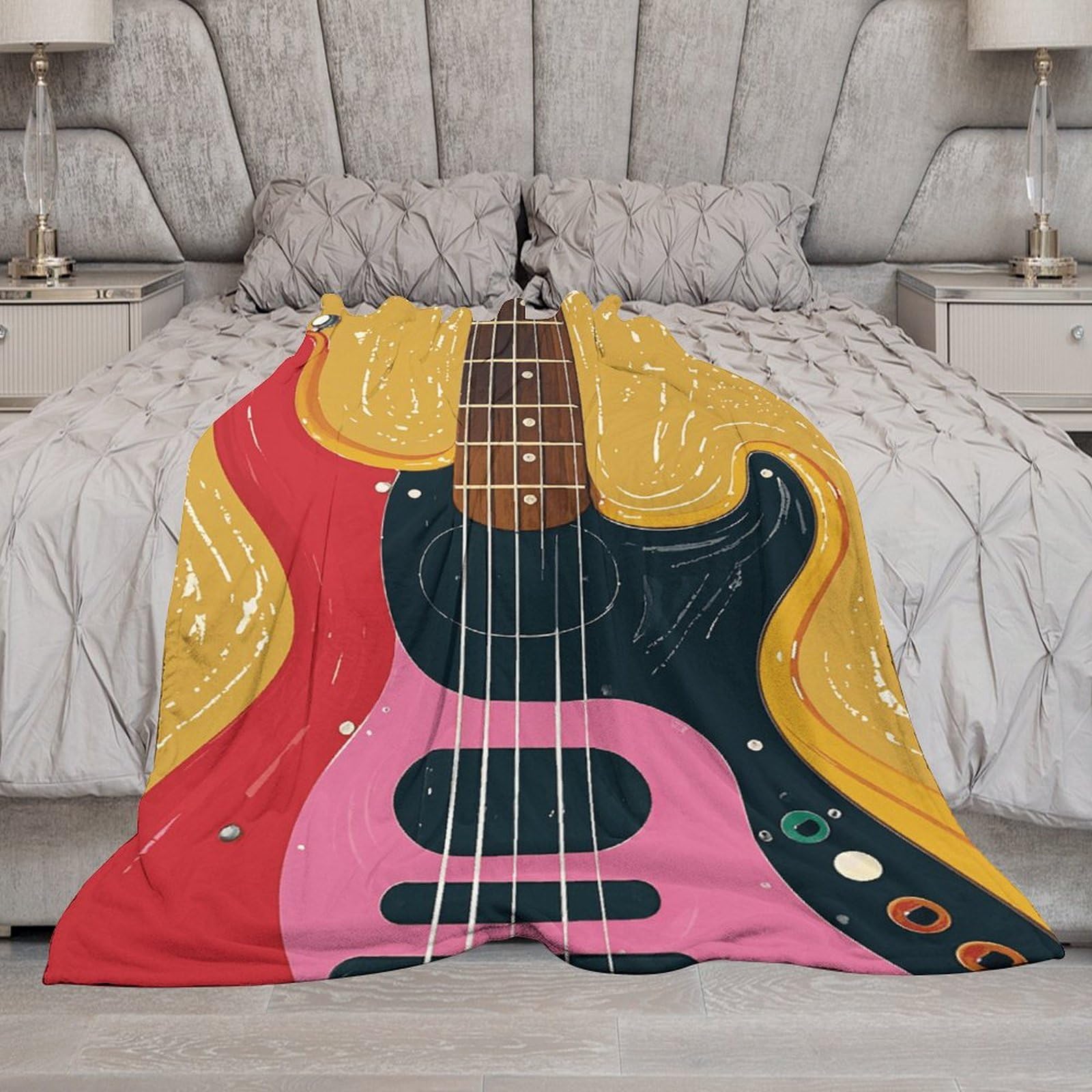 Couverture en flanelle guitare musique pour lit 167x228 cm