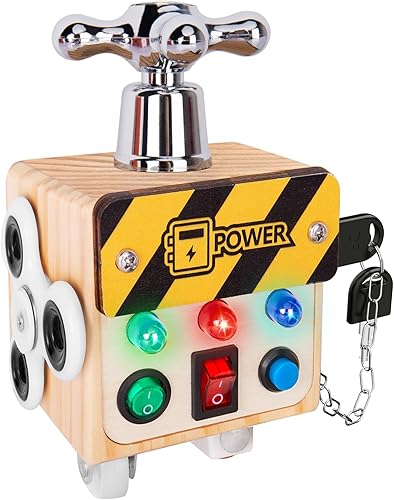 Juguetes para niños de 1, 2, 3 años, cubo LED ocupado para niños, juguetes sensoriales para niños pequeños, juguetes Montessori de madera para