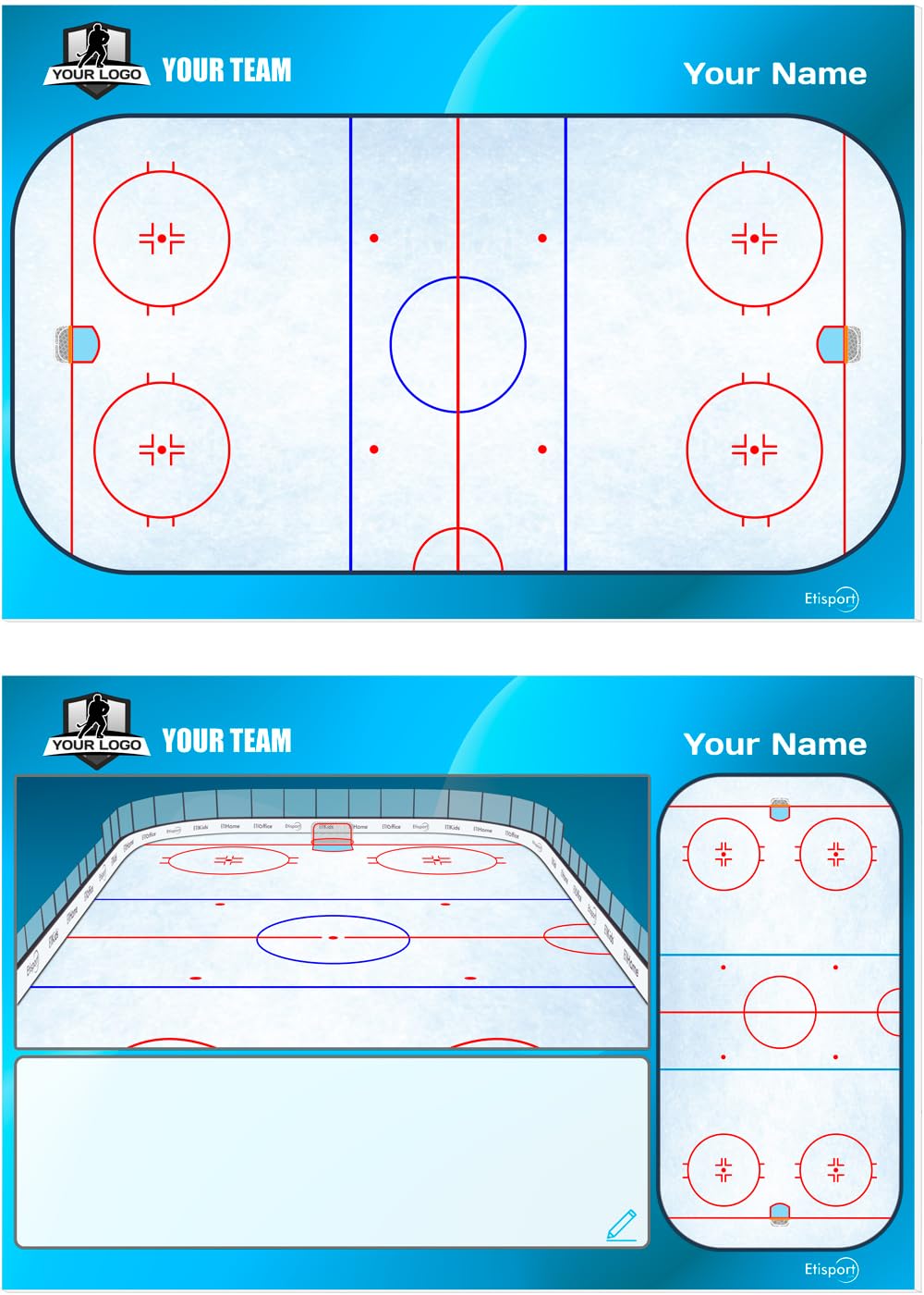 Pizarra táctica Hockey Hielo Entrenador Personalizada con Nombre y Escudo Club Tablero borrado seco