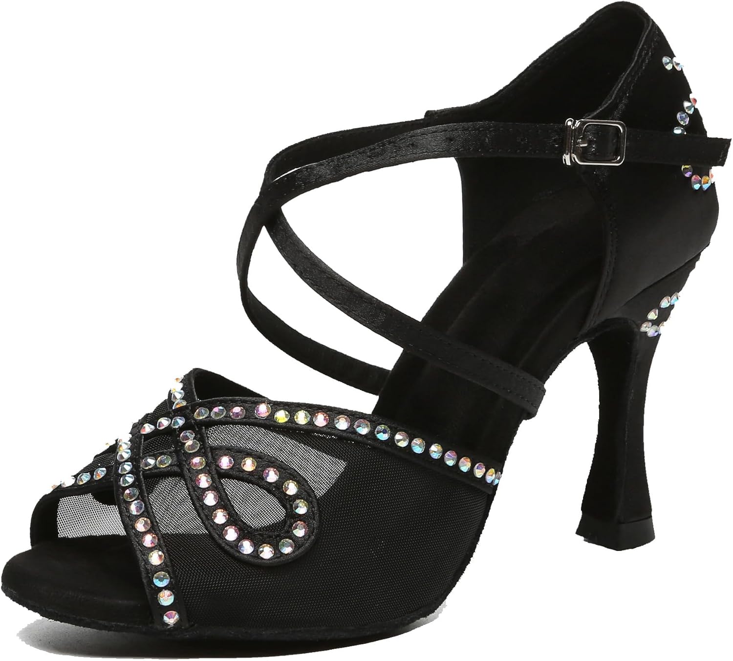 Womens Comfortable Ballroom Dance Shoes Rhinestones Pattern Wedding Sandals