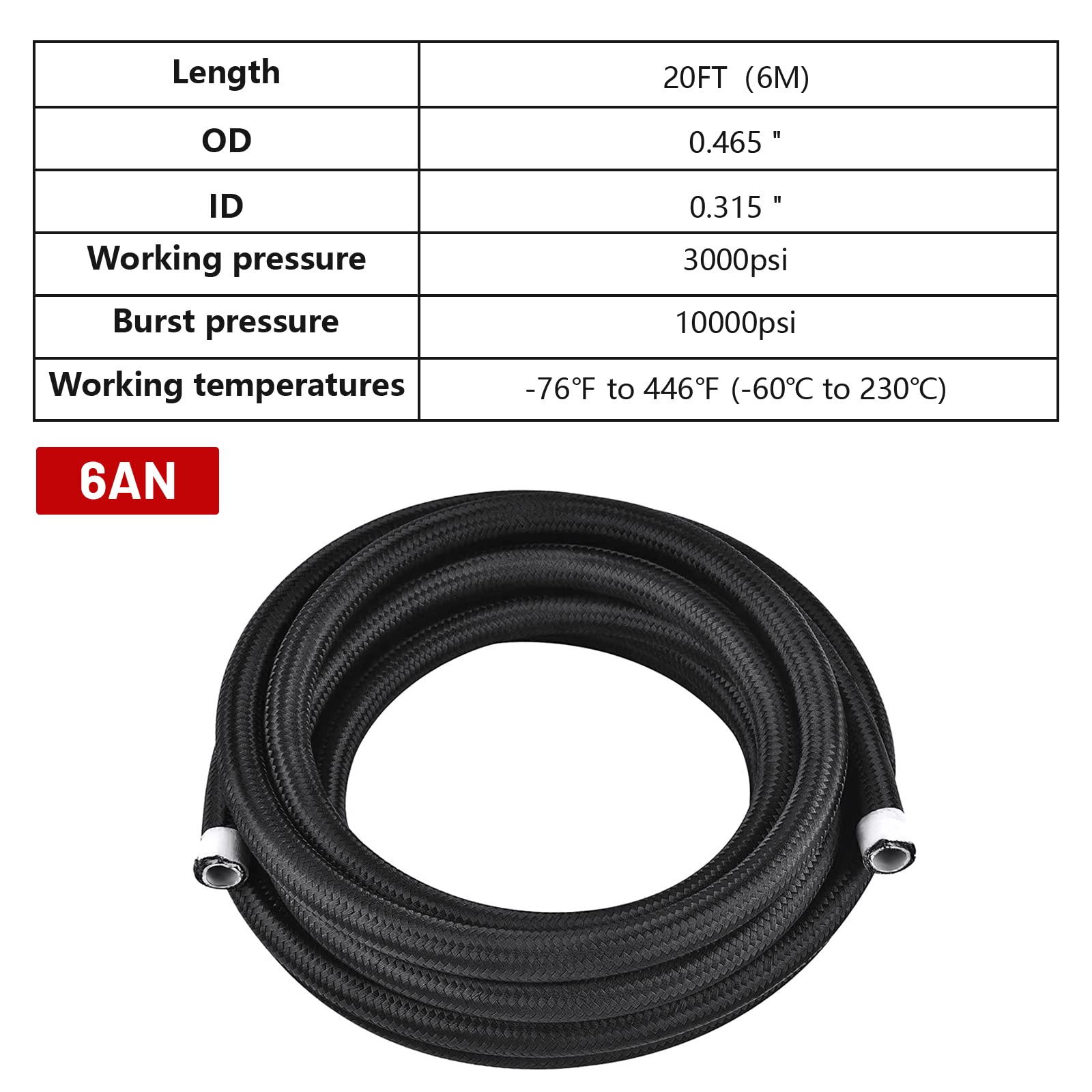 10AN Kit Tubo Carburante, Kit Tubo Carburante da 10 FT, Kit Tubo