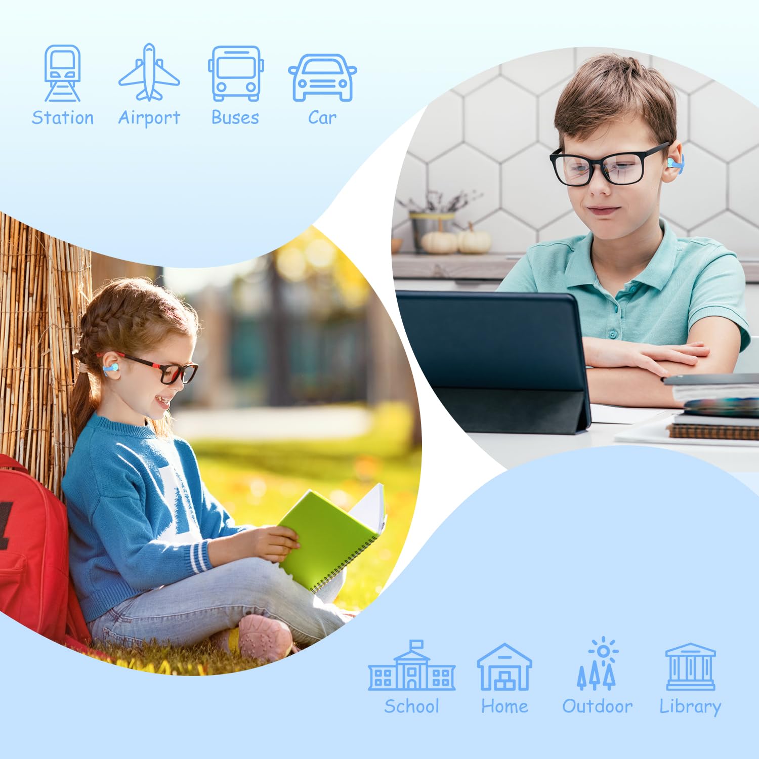 BANIGIPA Auricolari wireless per bambini, Bluetooth 5.4, auricolari aperti, per ragazzi, ragazze, adolescenti, leggeri, comodi, controllo del volume sano da 85 dB, proteggono l'udito, microfono