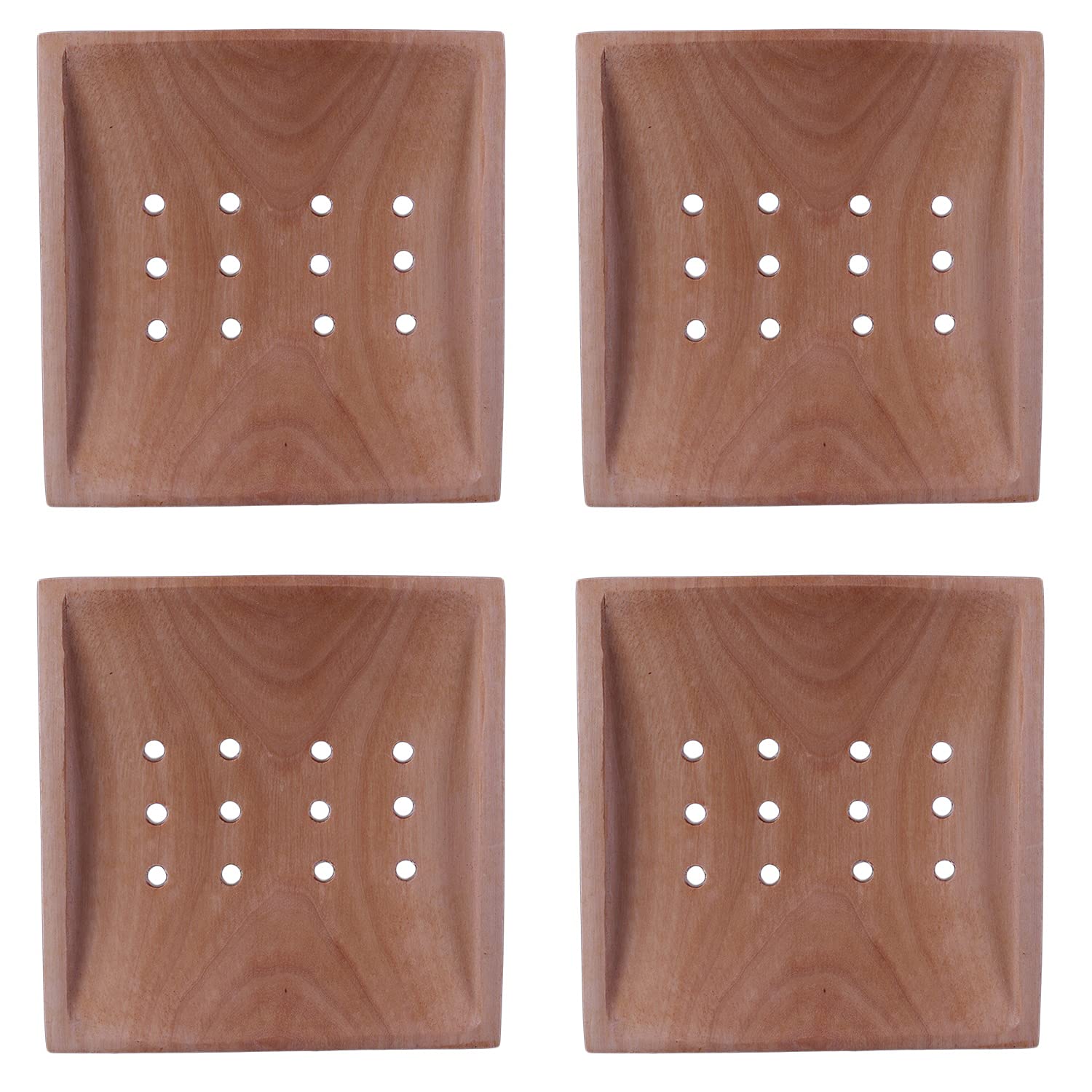 ART-CRAFT 4 Stück Nachhaltige Seifenschale Holz Seifenablage