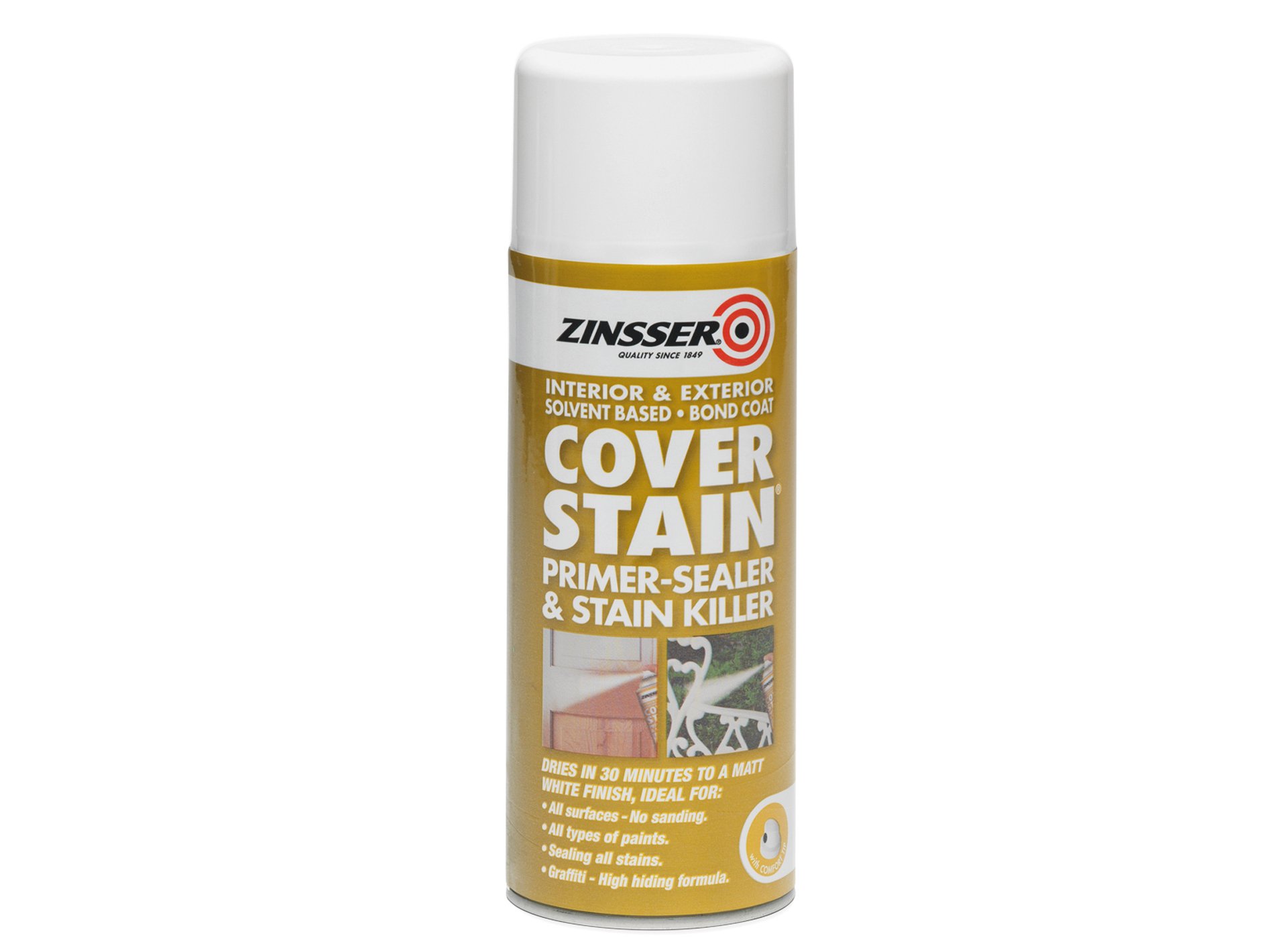 Zinsser Zincsp400a 400 Ml Cover Stain Primer/Finish Aerosol 5037898610474
