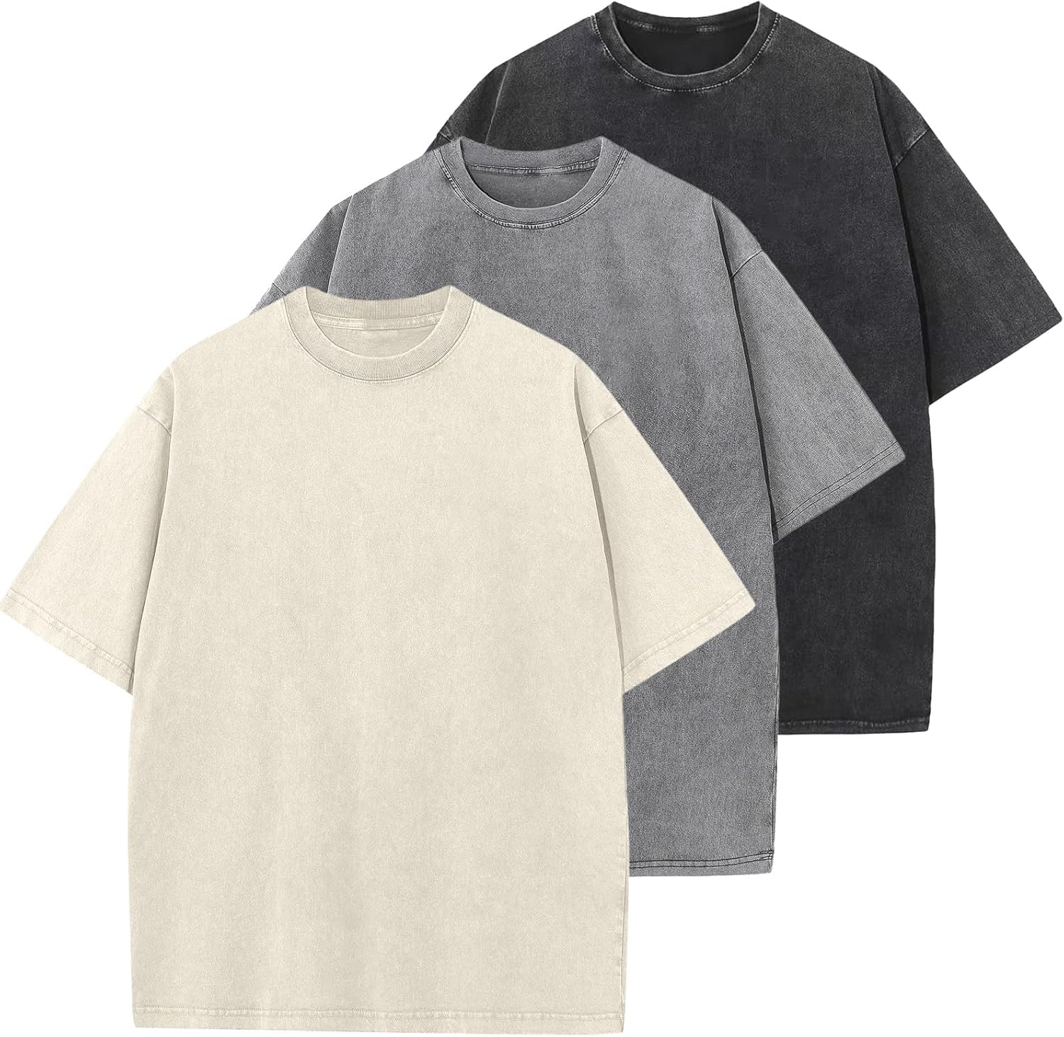 Herren Oversized T-Shirts Baumwolle Unisex Kurze Ärmel Casual Loose Wash Solid Basic Tee Tops