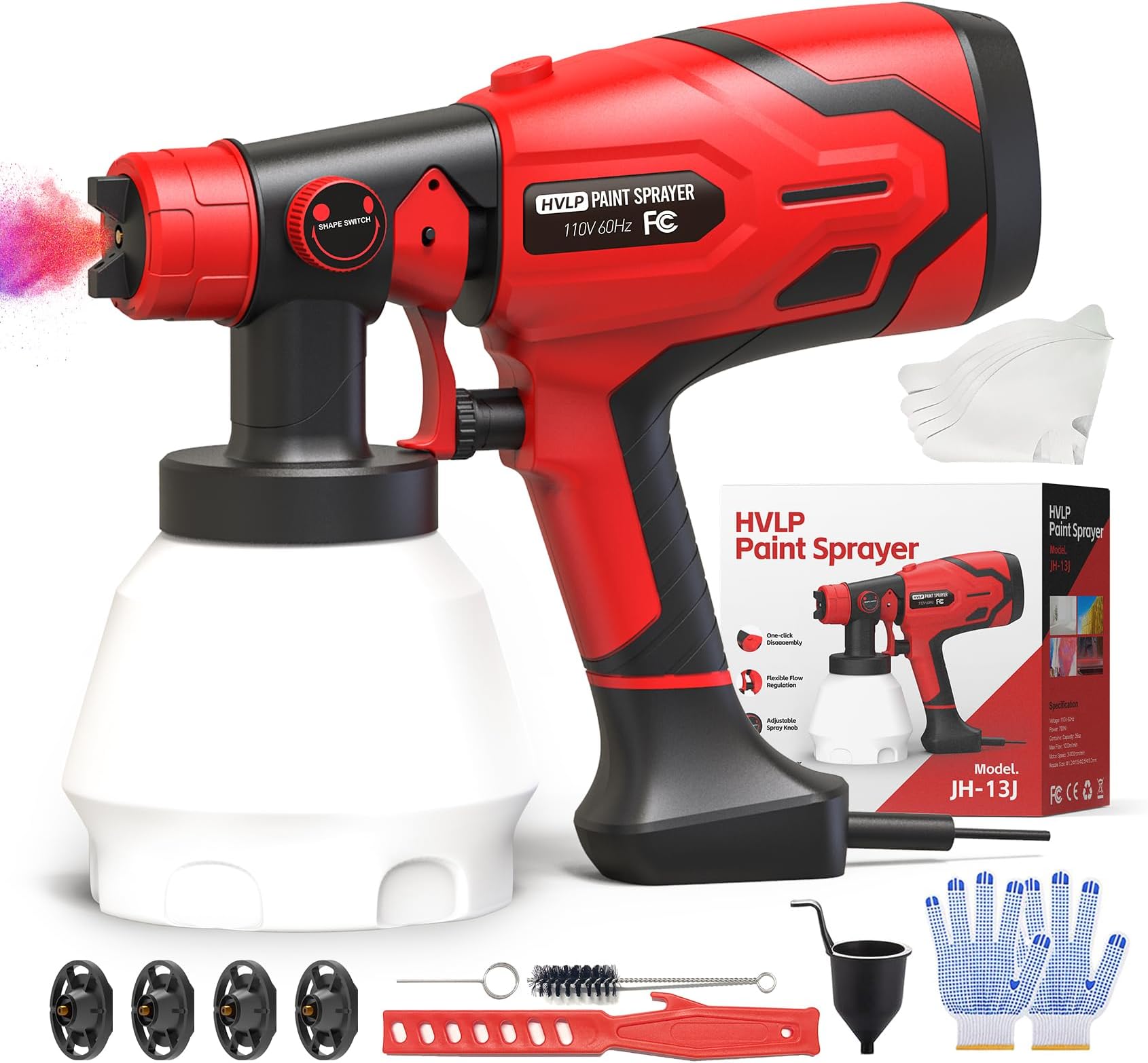 TDAGRO Electric Paint Sprayer 1200ML /4 Nozzles/3 Patterns