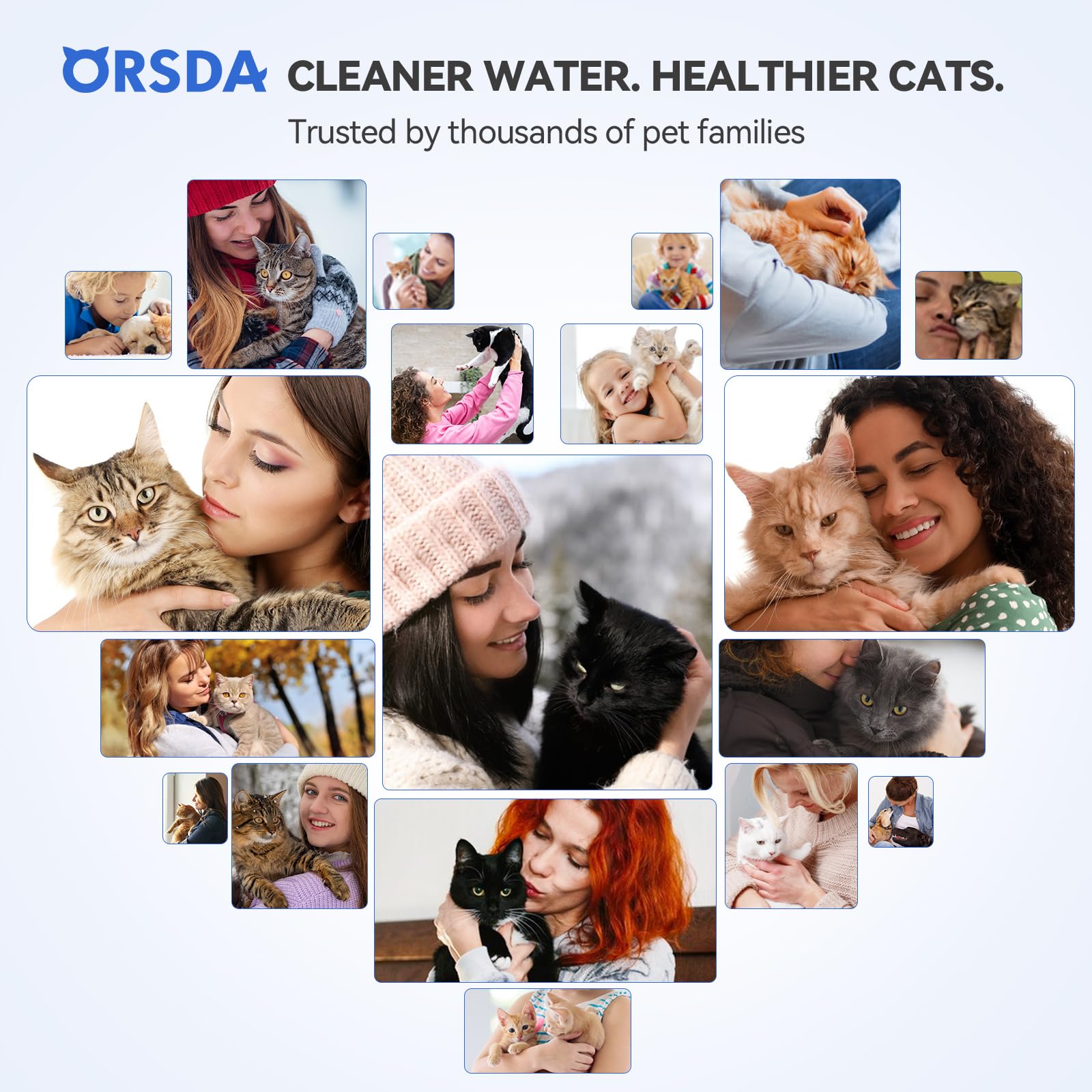 ORSDA Cat Water Fountain Filters, ORSDA Replacement Filters Carbon, Resin Filter ONLY for D30 67oz/2L Automatic Cat Fountain Dog Water Dispenser, 4 Filtration System (6 PCS Filters） - image 8