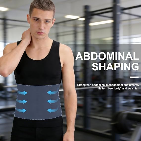 2 Pack Men's Compression Shirt Seamless Slimming Compression Vest Body Shaper Workout Baselayer