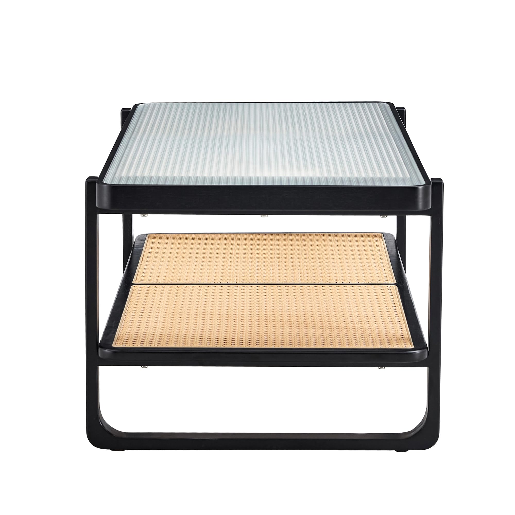 Mid Century Modern Coffee Side Table with Craft Tabletop for Living Room Bedrooms Black 37 32 1 Rectangular
