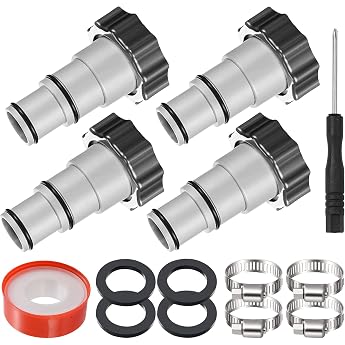 Pool Hose Adapter Pack of 4 Pool Adapter A for Intex 32 mm & 38 mm Universal Pool Hose Adapter with Internal Thread & Seal Replacement Part for Sand Filter System Pool Pump