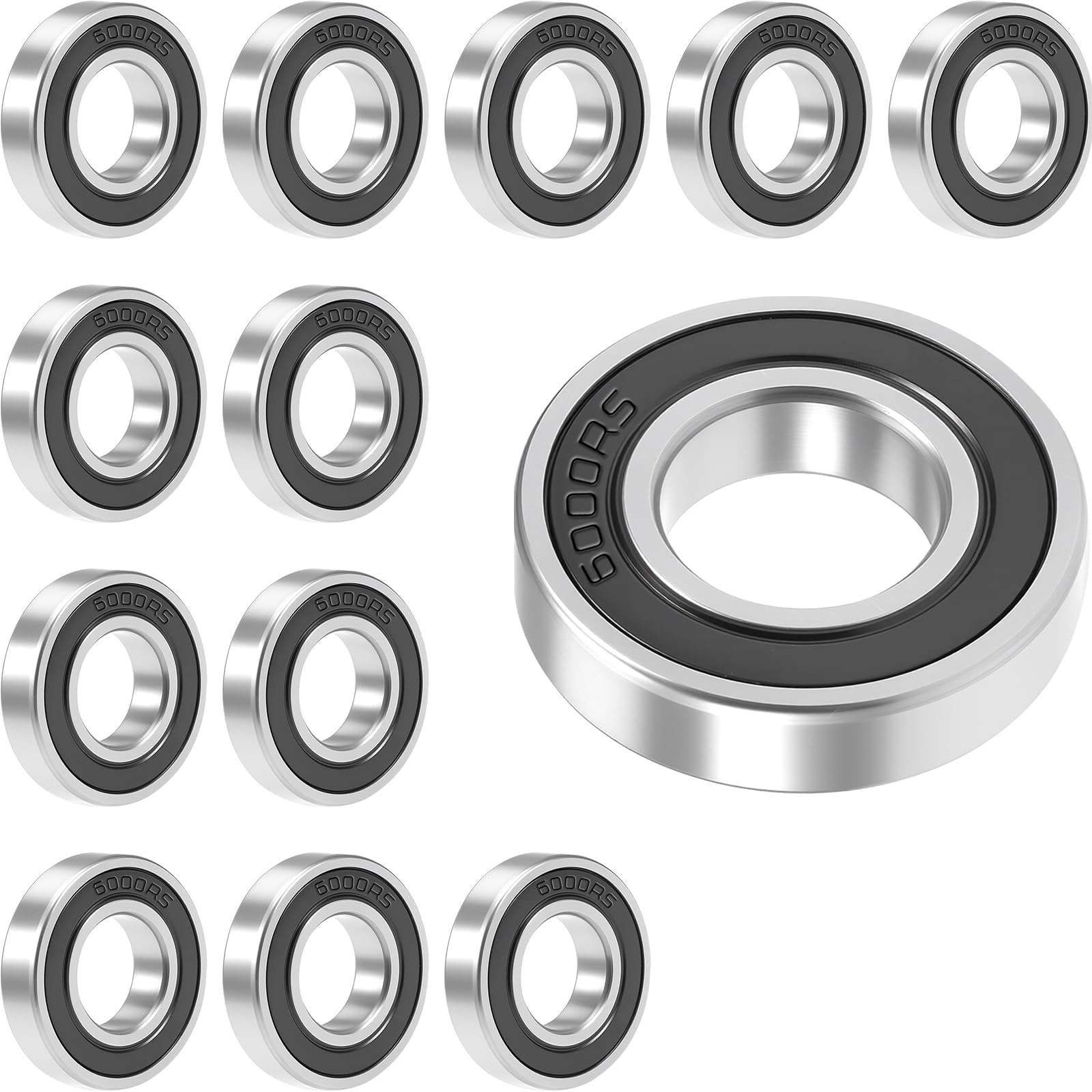 Jyvex 12 Stück 6000-2RS Kugellager 10mmx26mmx8mm Gummi Versiegelte Rillenkugellager, Lager für DIY, 3D-Drucker, Motoren, Drehbänke, Fräsmaschinen, Verschiedene Mechanische Geräte, Etc