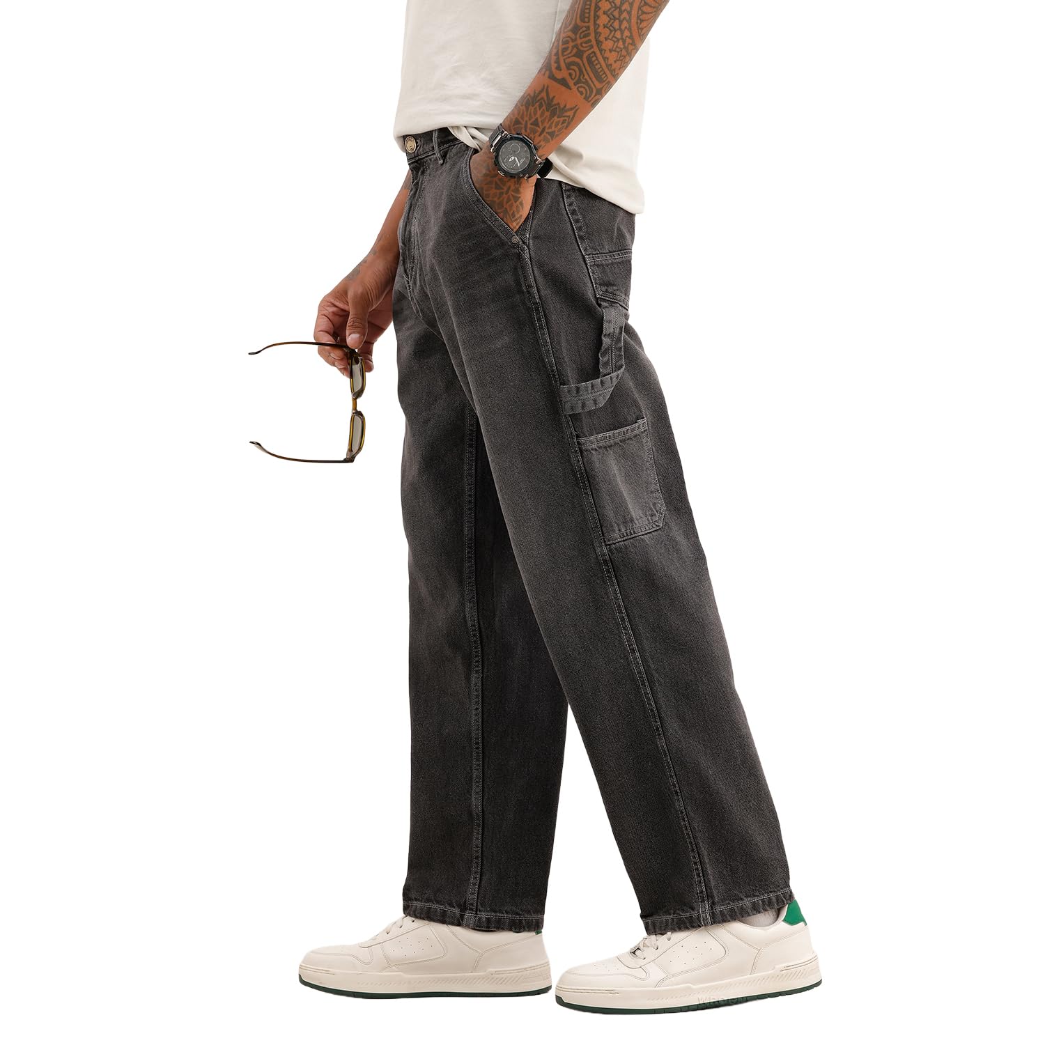 wrogn Men's Loose Fit Jeans | Mid Rise | Jeans for Man-picture-36