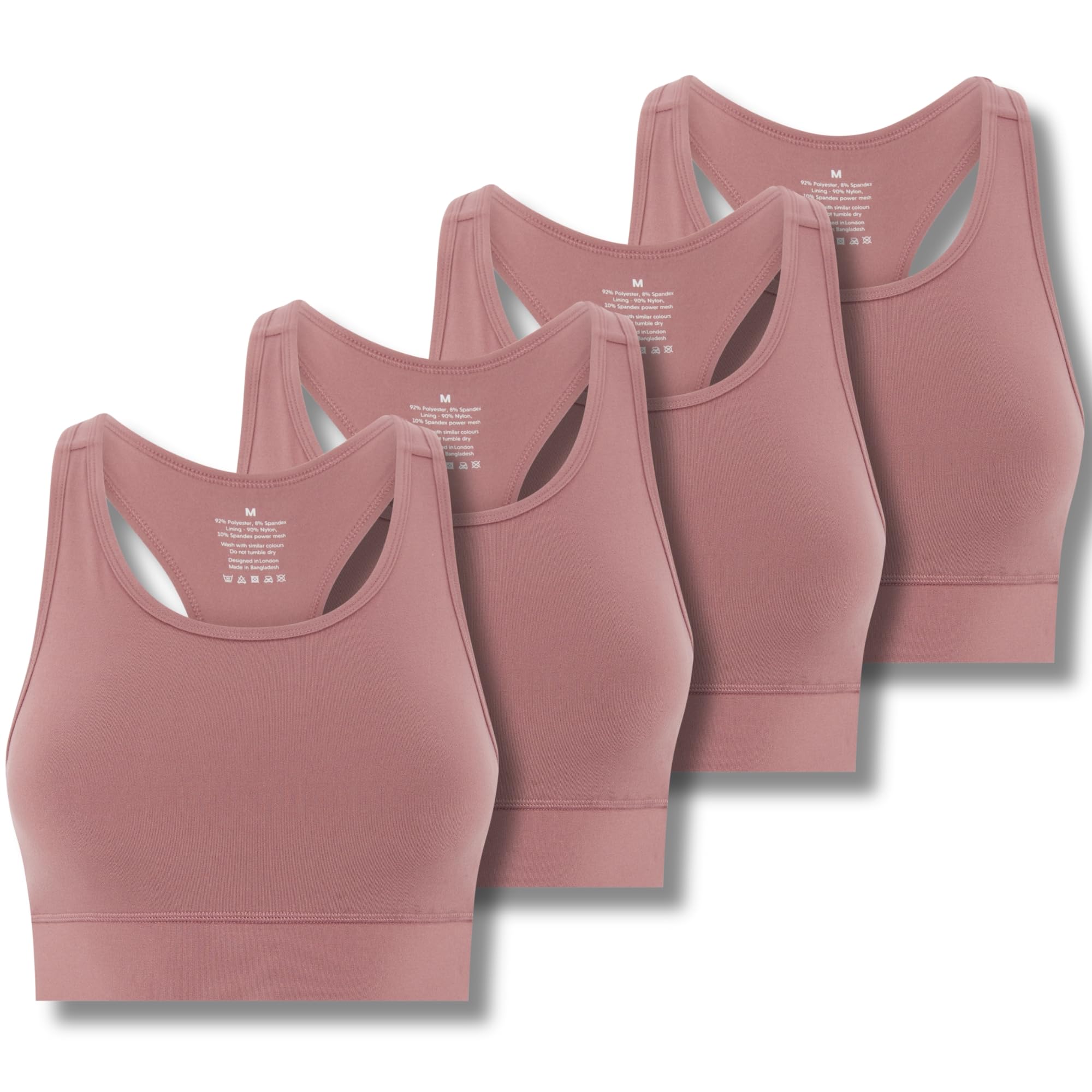 Fm London Women's Pink 4Pk Racerback Sports Bra (Uk, Alpha, M, L, Regular, Regular, )