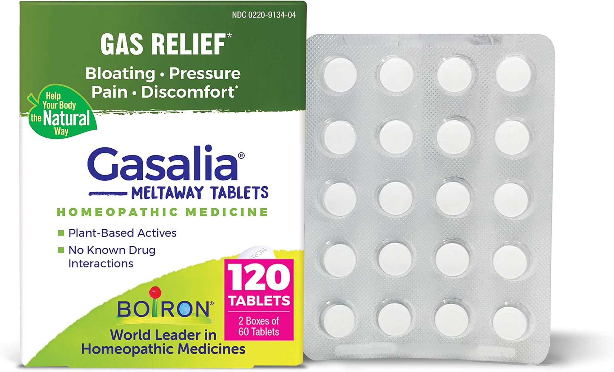 Gasalia Tablets for Relief from Gas Pressure, Abdominal Pain, Bloating, and Discomfort - 120 Count (2 Pack 60)