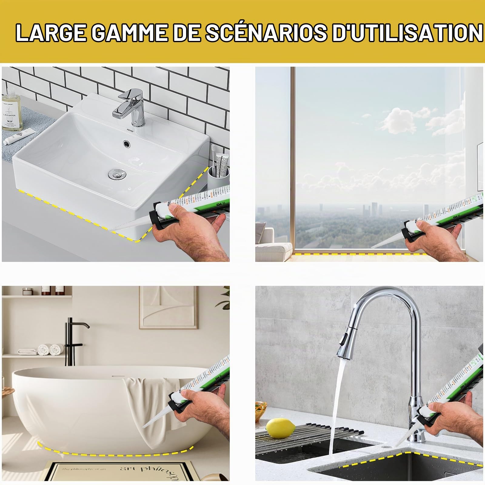 Pistolet à Cartouche Sans pour DeWalt 20V batterie Max avec lumière LED et 4 vitesses réglables Pour la réparation des carreaux de sol et l'étanchéité des plans de travail de cuisine.