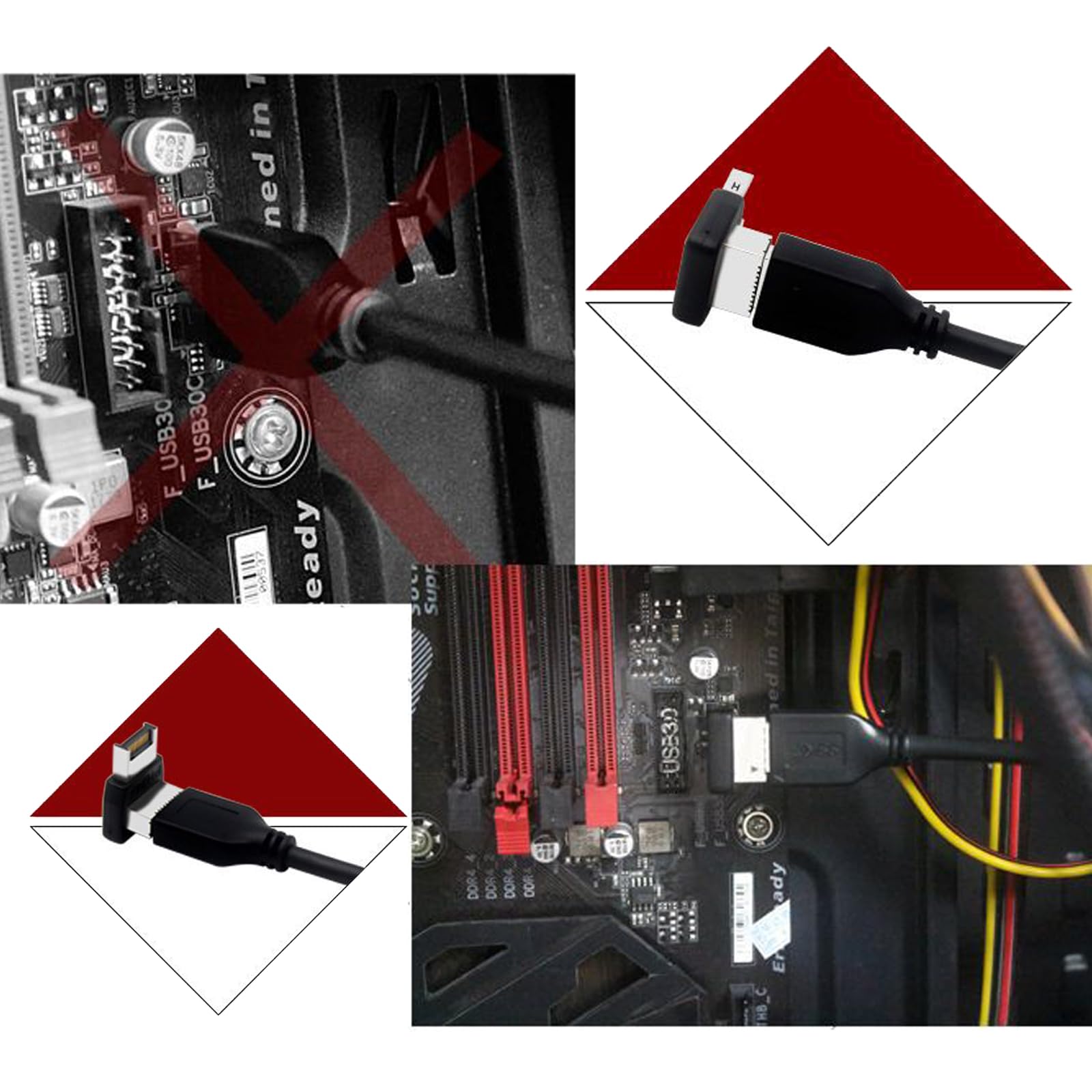 Adapter USB typu E pod kątem prostym, panel przedni męski na żeński do płyty głównej USB C (B)