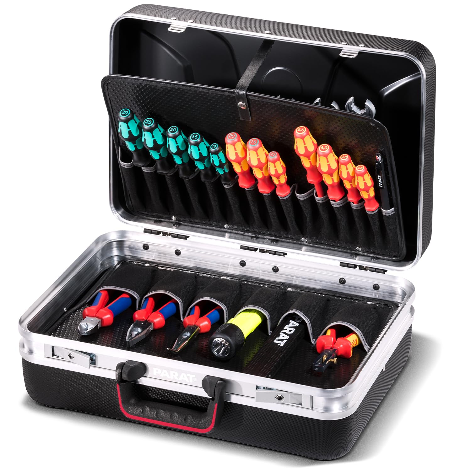 PARAT SILVER Style Werkzeugkoffer leer X-ABS Aluminium 27 Fächer teilbare Bodenschale Toolbox