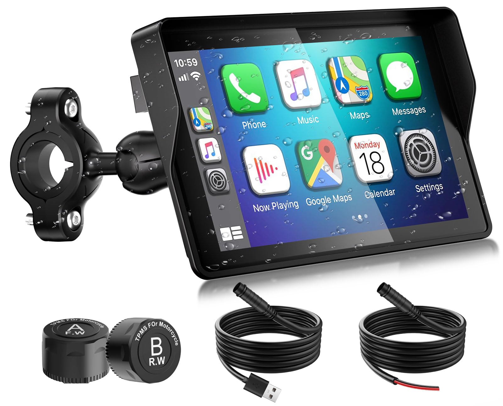 2026 YZW GPS Carplay 5 inch for Motorcycle with TPMS, Wireless CarPlay & Android Auto, GPS Nevigation, Supports Bluetooth, Siri, Google Assistant, Vioce Control, USB, IP69K HD Waterproof Touchscreen-image-39