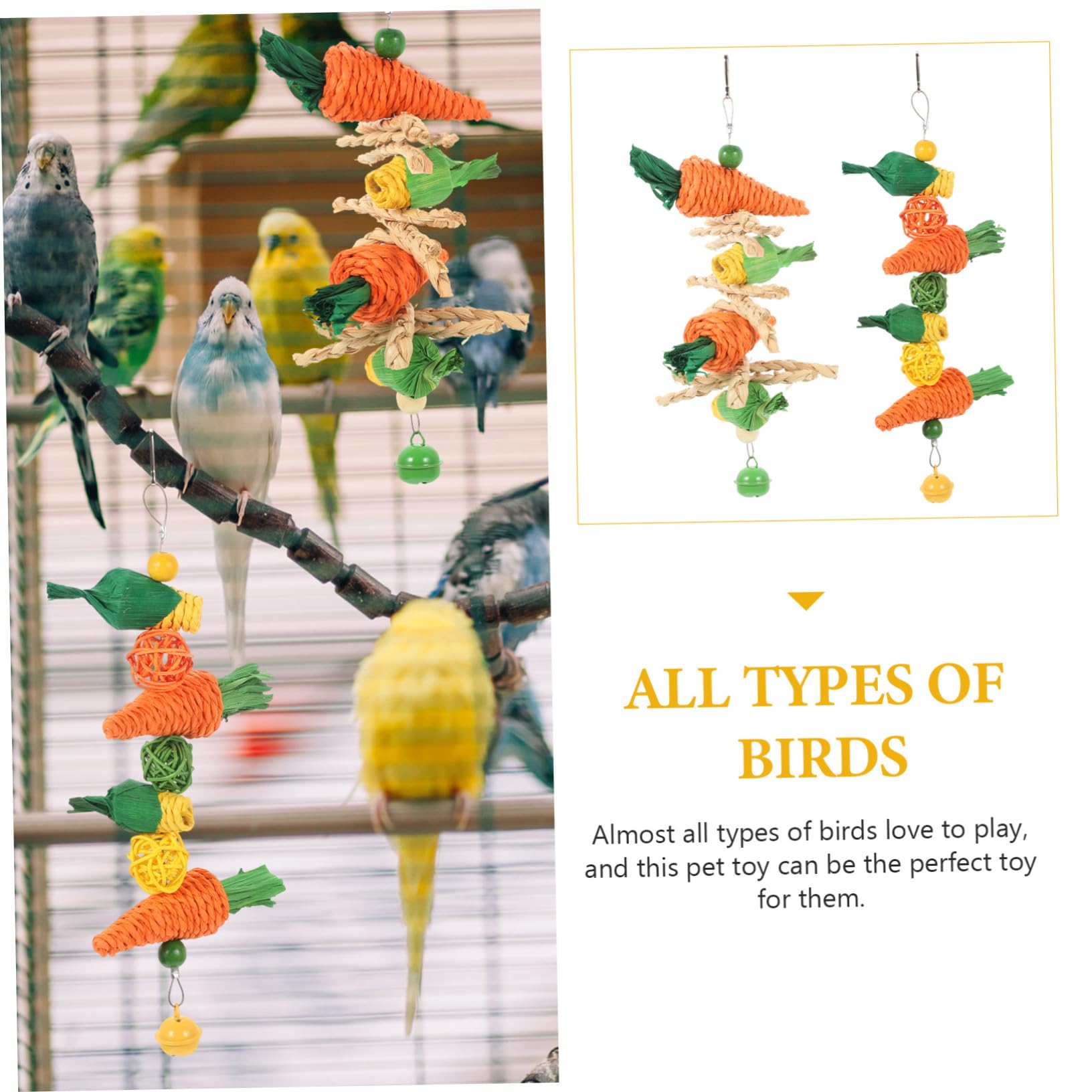 BESPORTBLE 10pièces Jouet à Mâcher Suspendu pour Oiseaux Accessoire Amusant Vigne pour Perroquets Et Perruches Jouet Interactif pour Détente Et Mâchage
