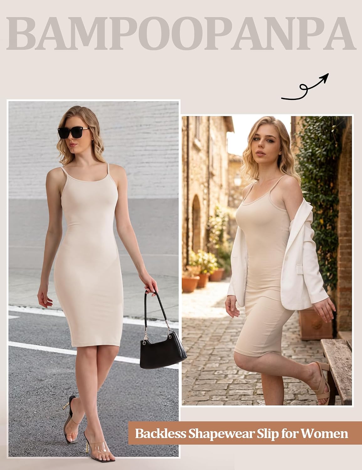 Backless Slip for Women Under Dress Tummy Control Low Back Shapewear Dresses Open Back Body Shaper Seamless Slips