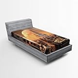 Fantasy Fitted Sheet, Dystopian City with Downtown Skyscrapers Futuristic Architecture Science Fiction, Bed Cover with All-Round Elastic Deep Pocket for Comfort, Twin XL Size, Multicolor