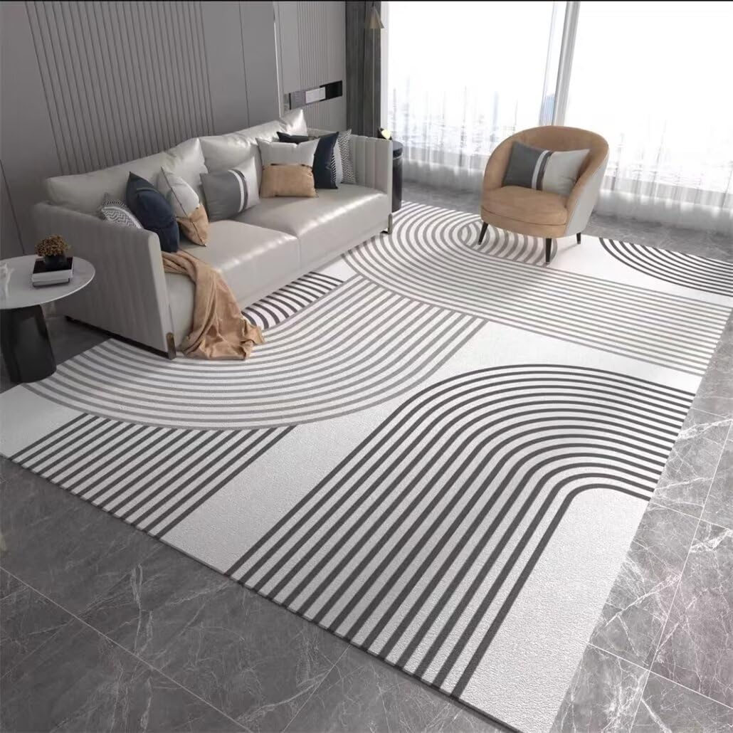 Tapis vinyle pour chambre d'enfant lavable et antidérapant au design rayé