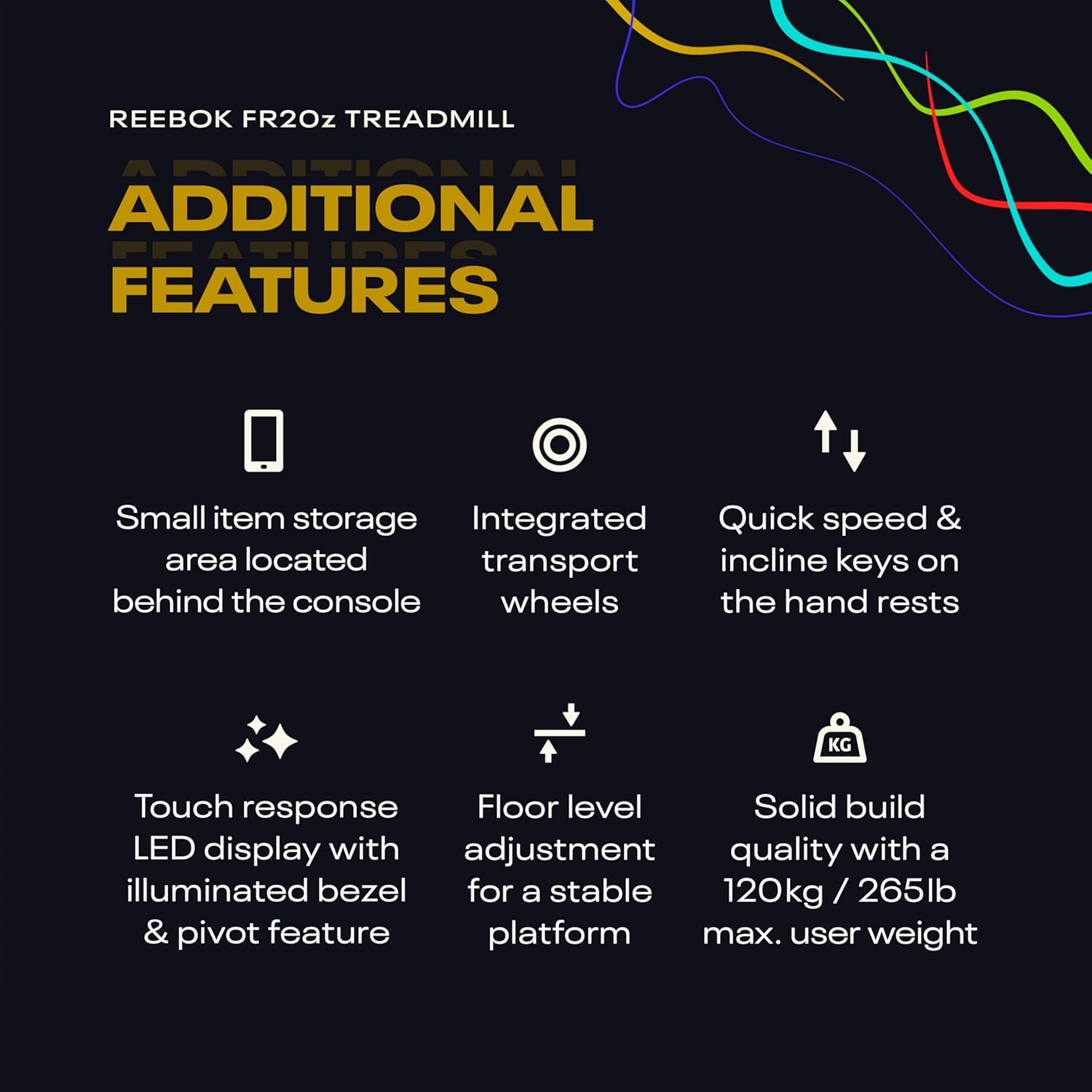 Reebok FR20z Treadmill with tablet holder