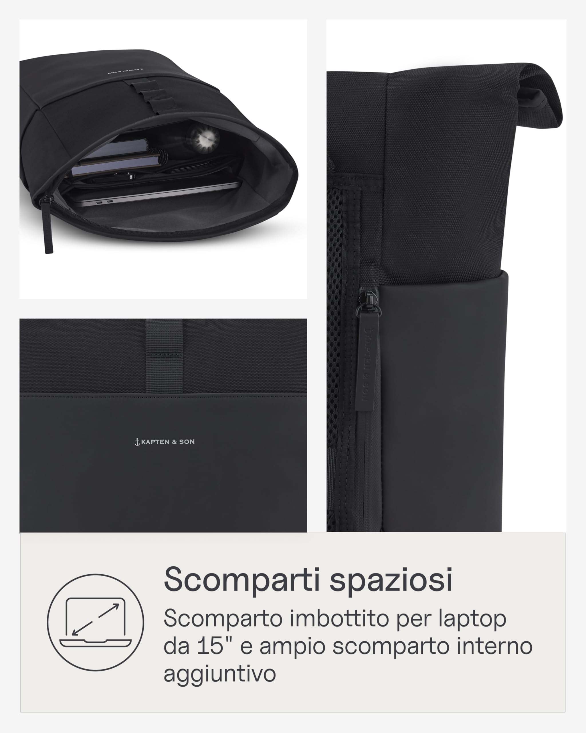Kapten & Son Zaino Lund All Black | Donna & Uomo