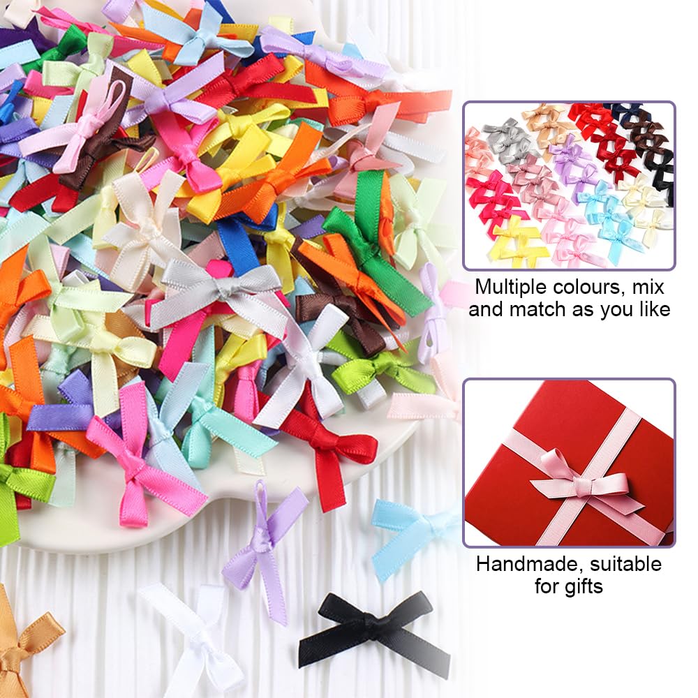 200 Fiocchetti In Raso Per Decorazioni | 3.5x2.5cm | Multicolore | Per Bomboniere, Matrimoni E Fai Da Te