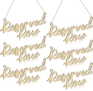 6 Pieces Wooden Reserved Row Signs for Wedding Chairs Wood Hanging Reserved Seating Sign with Rope Plaques Decorative for Important Events Church Pews Chair Restaurants, Flower Shops, Stores