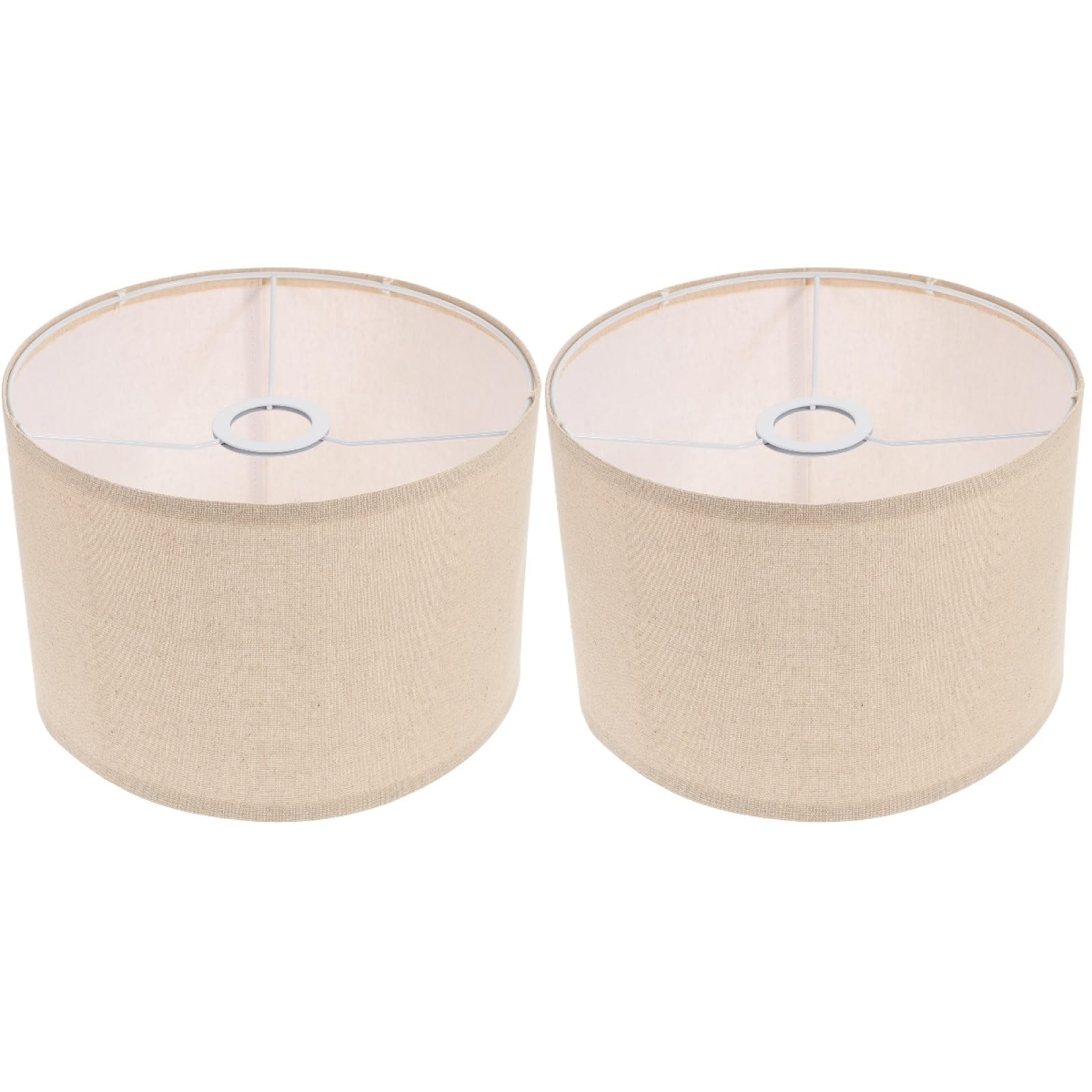 Uonlytech Beige Linen Lampshade for Table Lamps 10.4 Inch Drum Lamp Shade Dust Cover Detachable Design for Living Room Bedroom Office Indoor Lighting