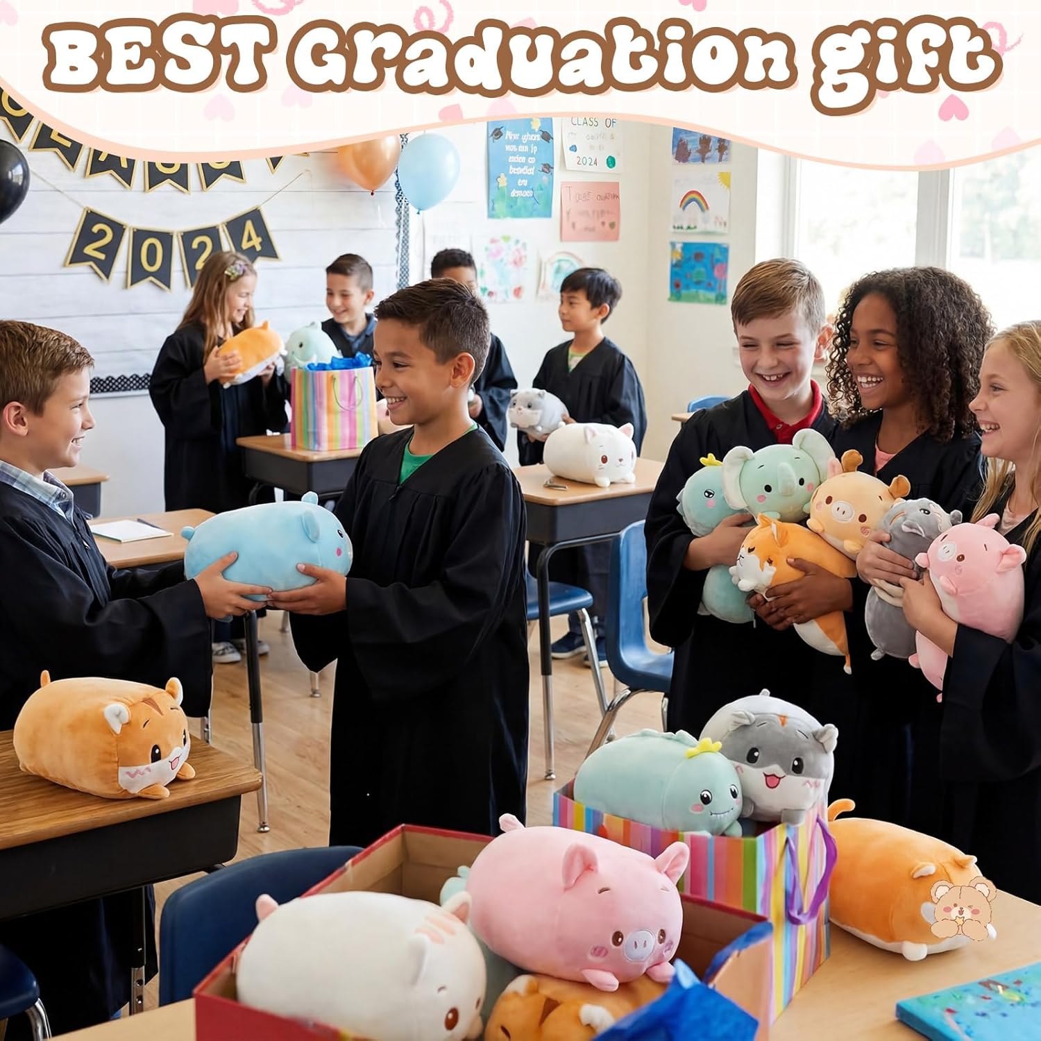 Leitee 27 Pcs Stuffed Animals Plush Bulk 8 Inch Cute Plushies Toys Plush Pillow for Boys Girls Birthday Gifts Box Toys for Classroom Prize Kids Party Favors Valentines Gifts in Bulk (Cute Animal)