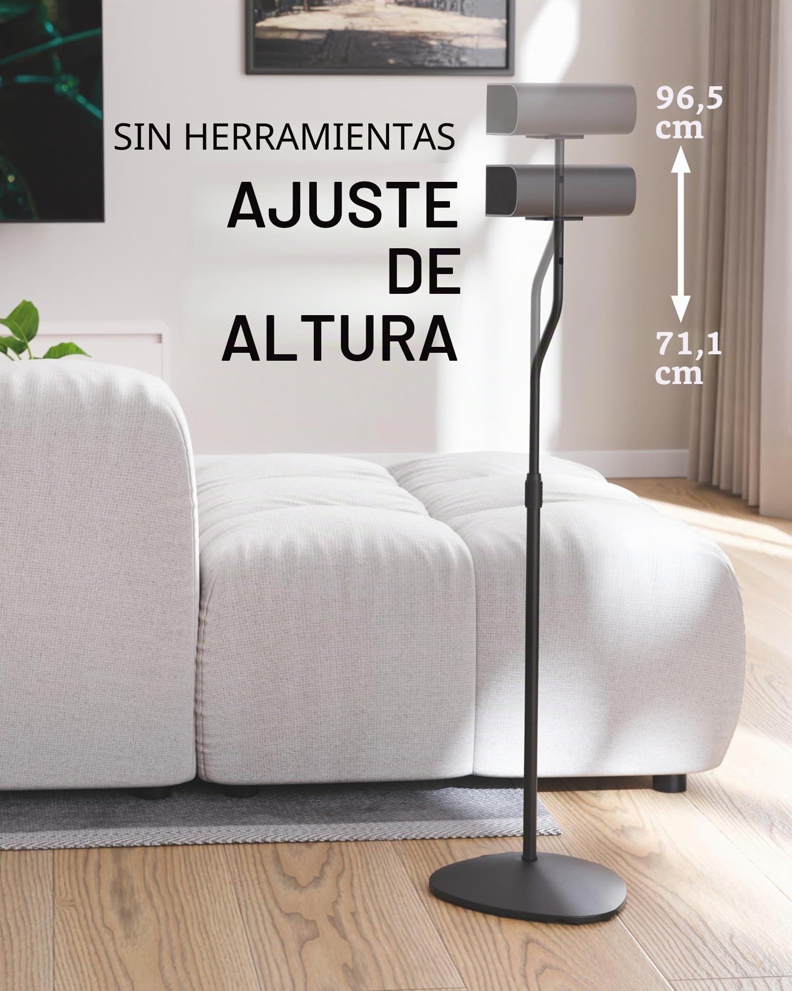 Sanus - Soporte de Altavoz de Altura Ajustable, se extiende de 71 cm a 96 cm