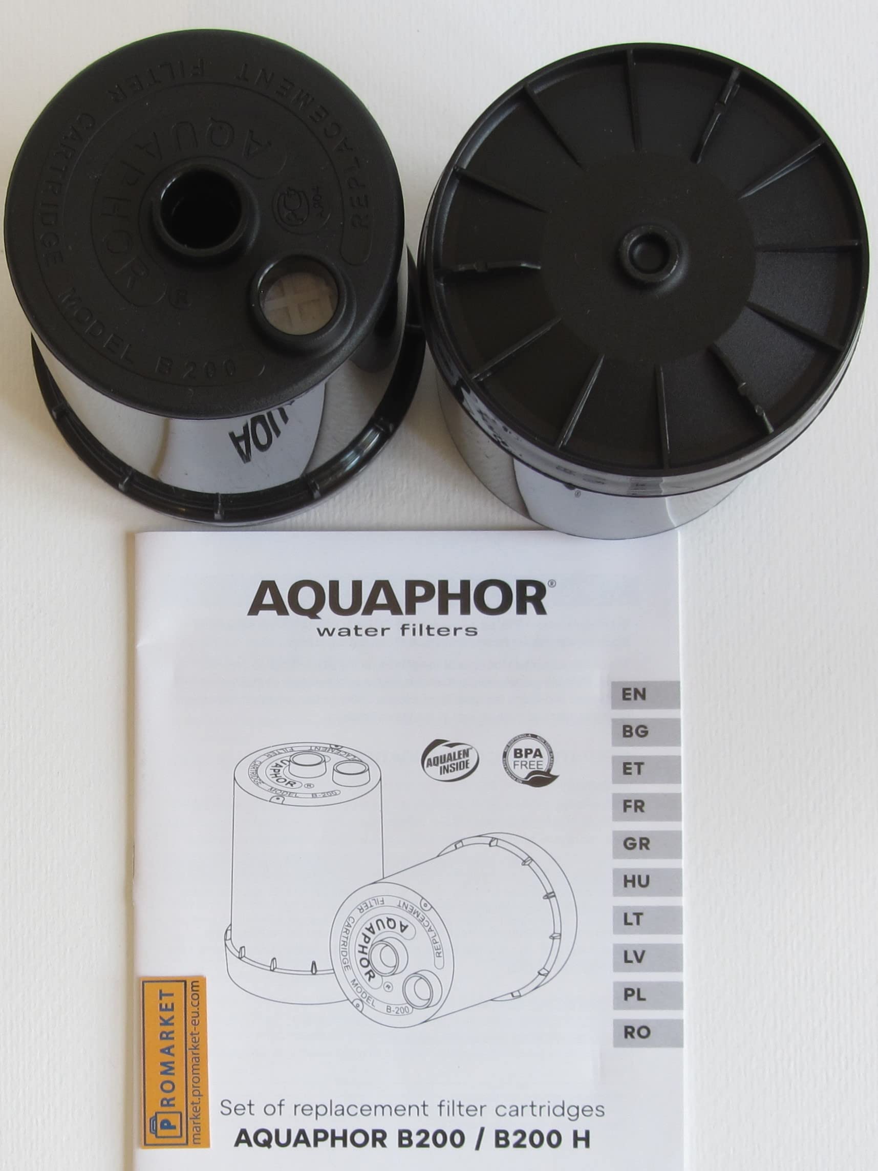 Aquaphor B200 Juego de dos cartuchos de repuesto originales para filtro de agua grifo "Aquaphor Modern" para agua dulce normal